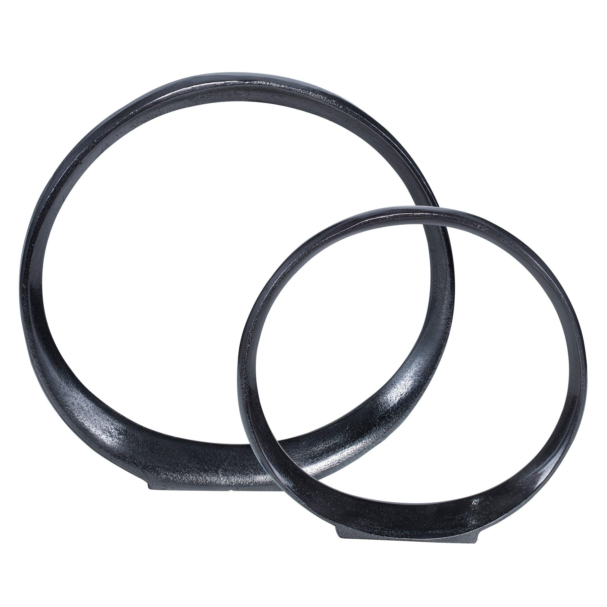 ORBITS BLACK RING SCULPTURES, SET OF 2 - Frankwebs