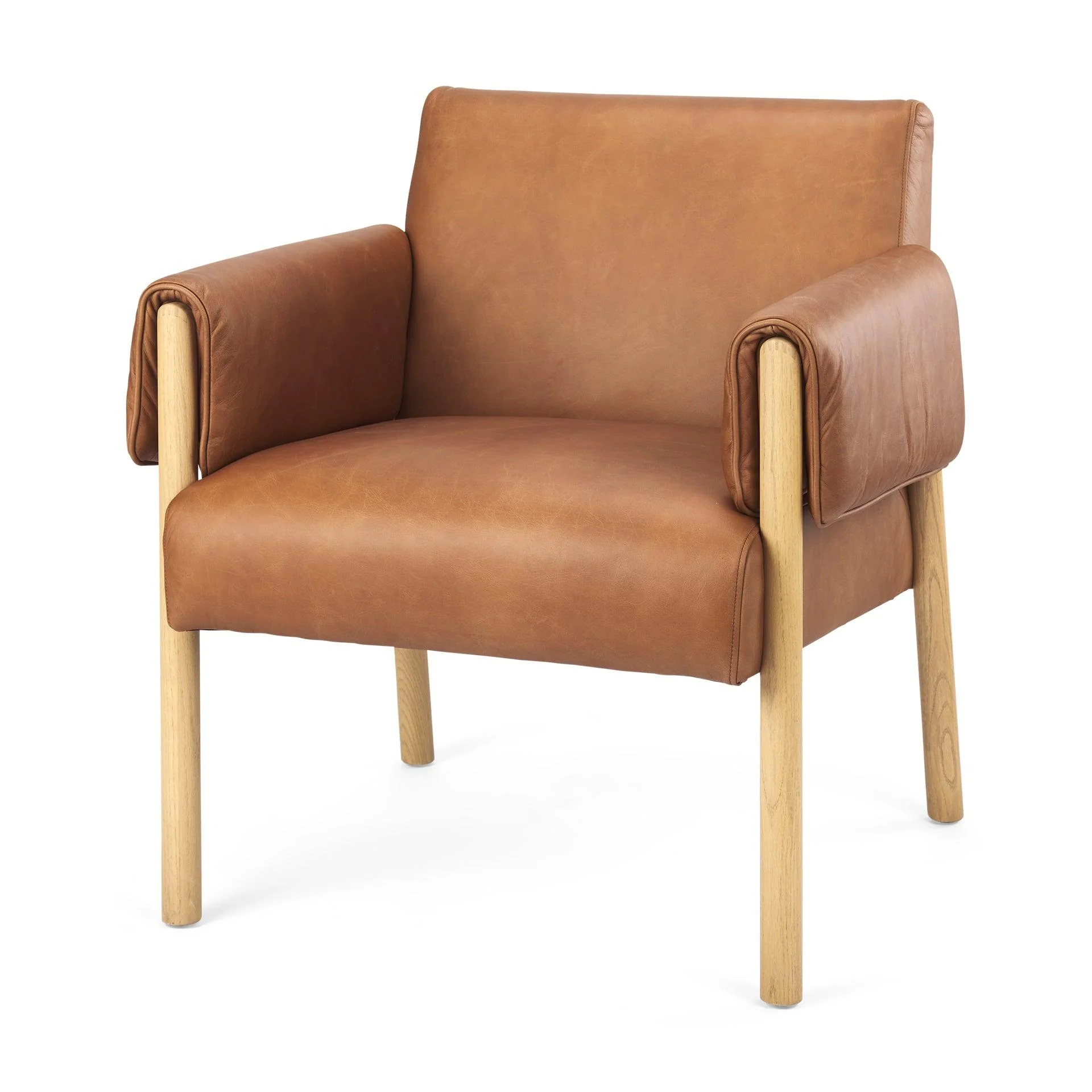 Ashton Brown Leather w/ Light Wood Accent Chair - Frankwebs