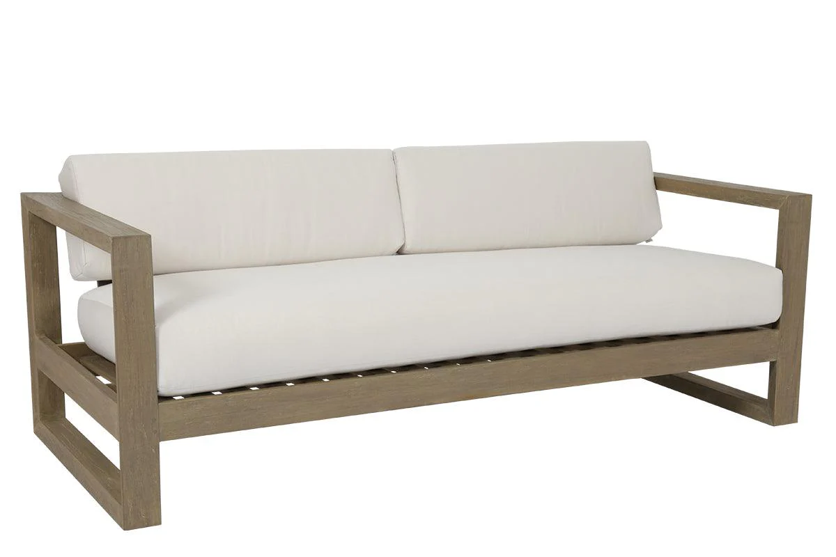 Coastal Teak Sofa in Canvas Canvas, No Welt - Frankwebs