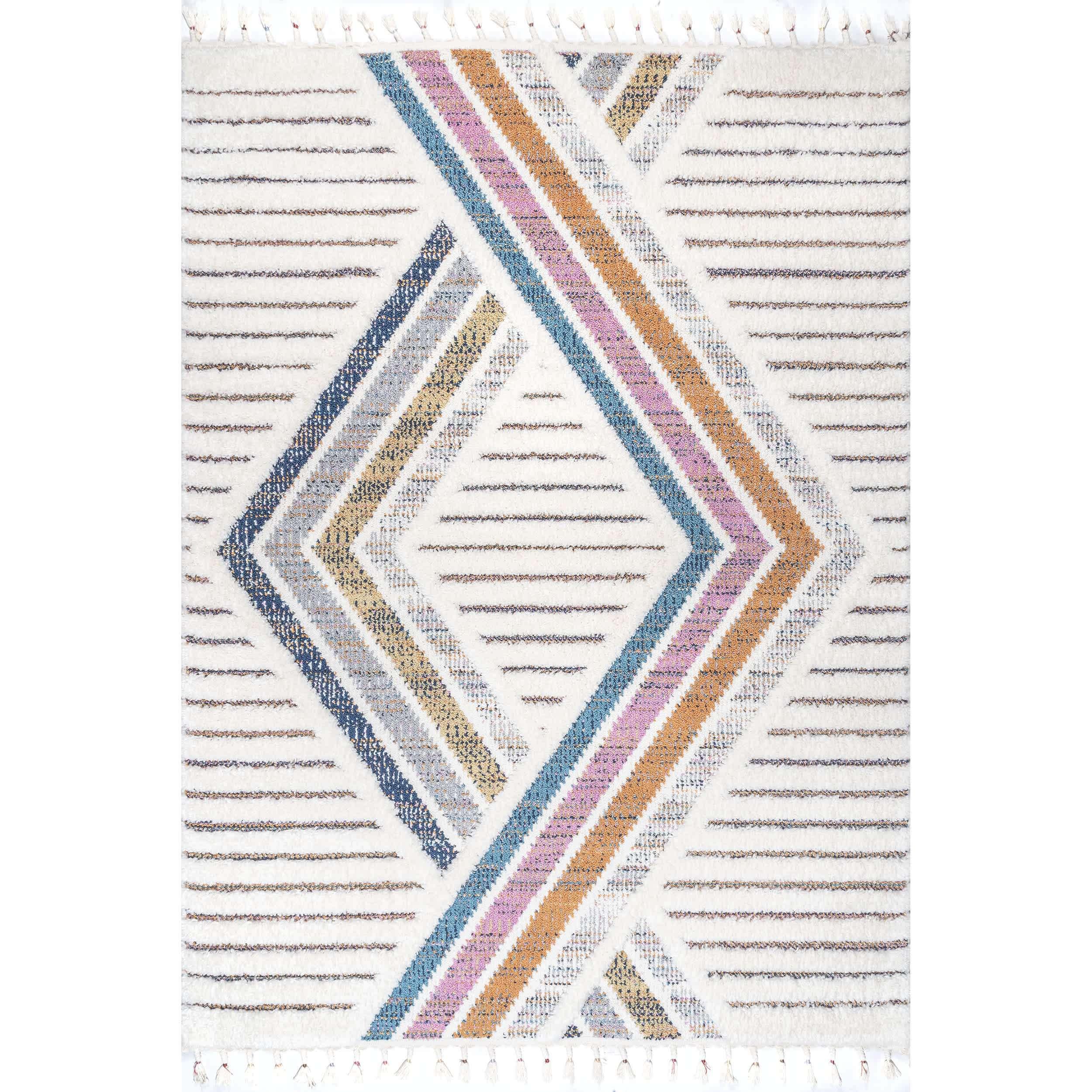 Angela High-Low Modern Diamond Tassel Area Rug - Frankwebs