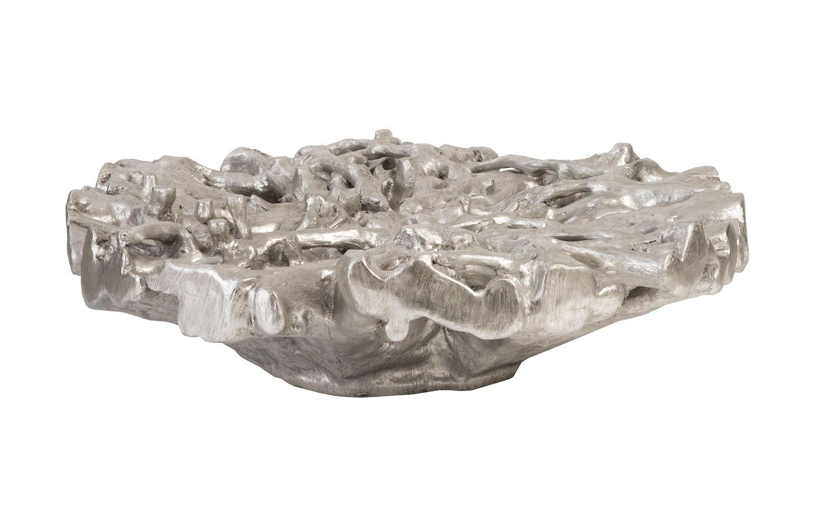 Root Cast Coffee Table, Antique Silver Leaf, SM, Round - Frankwebs