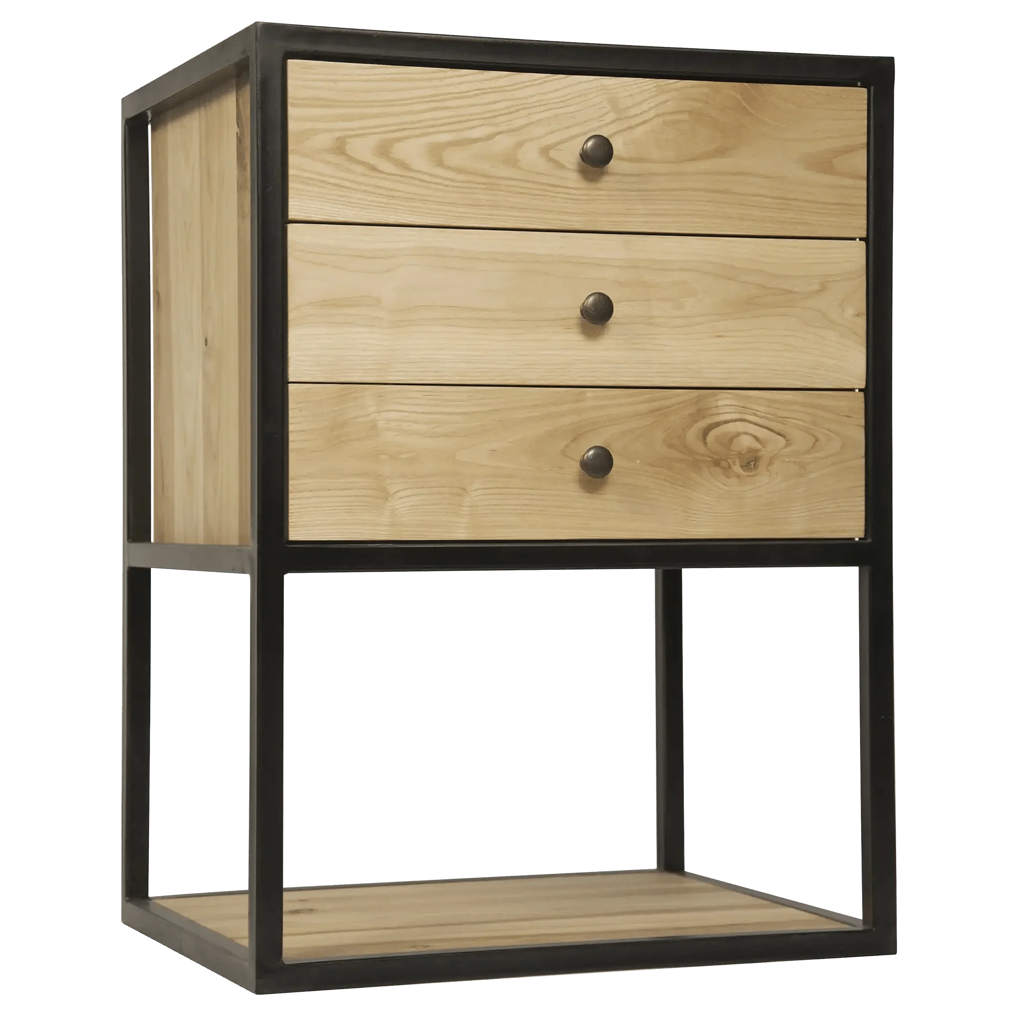 Pearce Side Table, Elm and Black Steel - Frankwebs