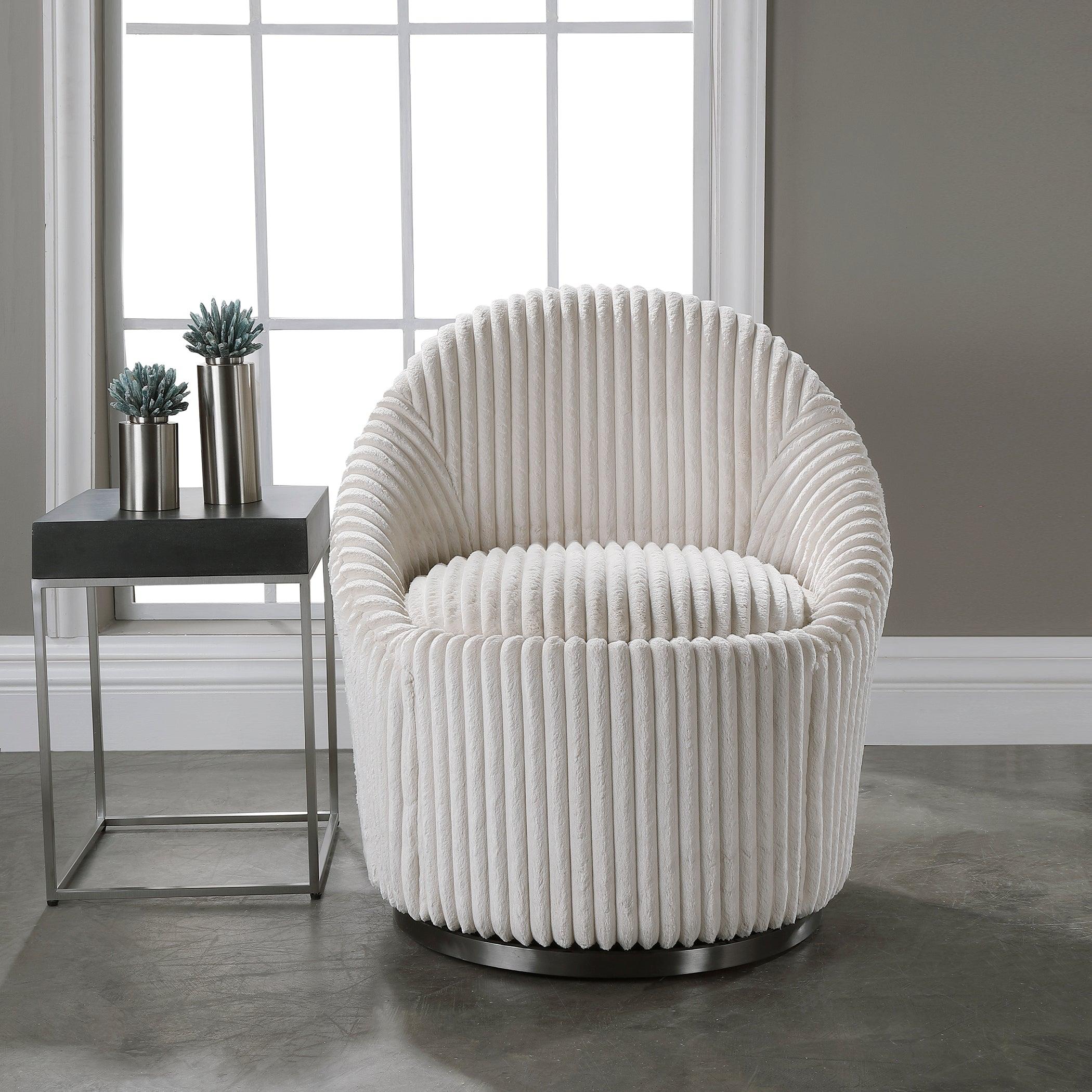 Crue White Swivel Chair - Frankwebs