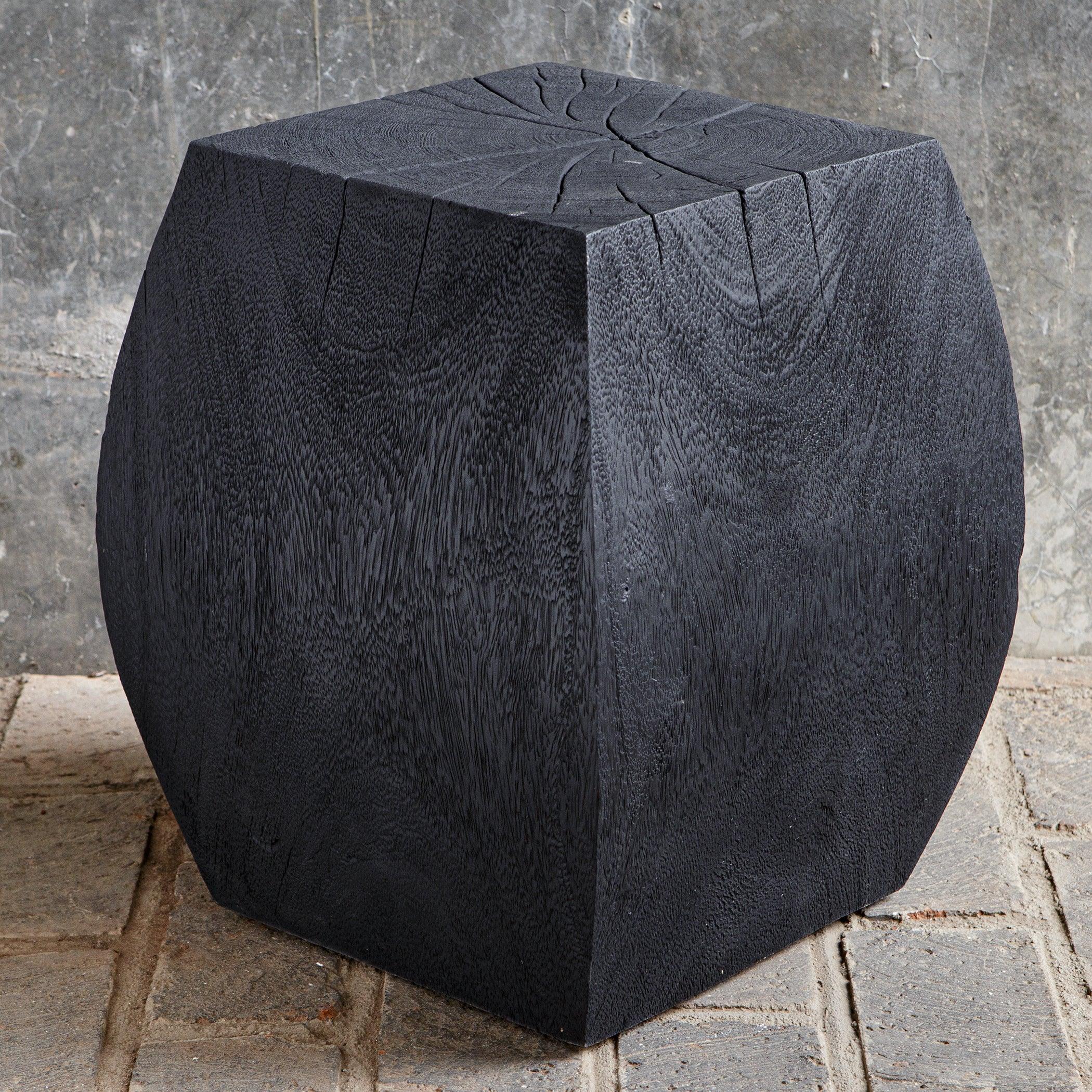Grove Black Wooden Accent Stool - Frankwebs