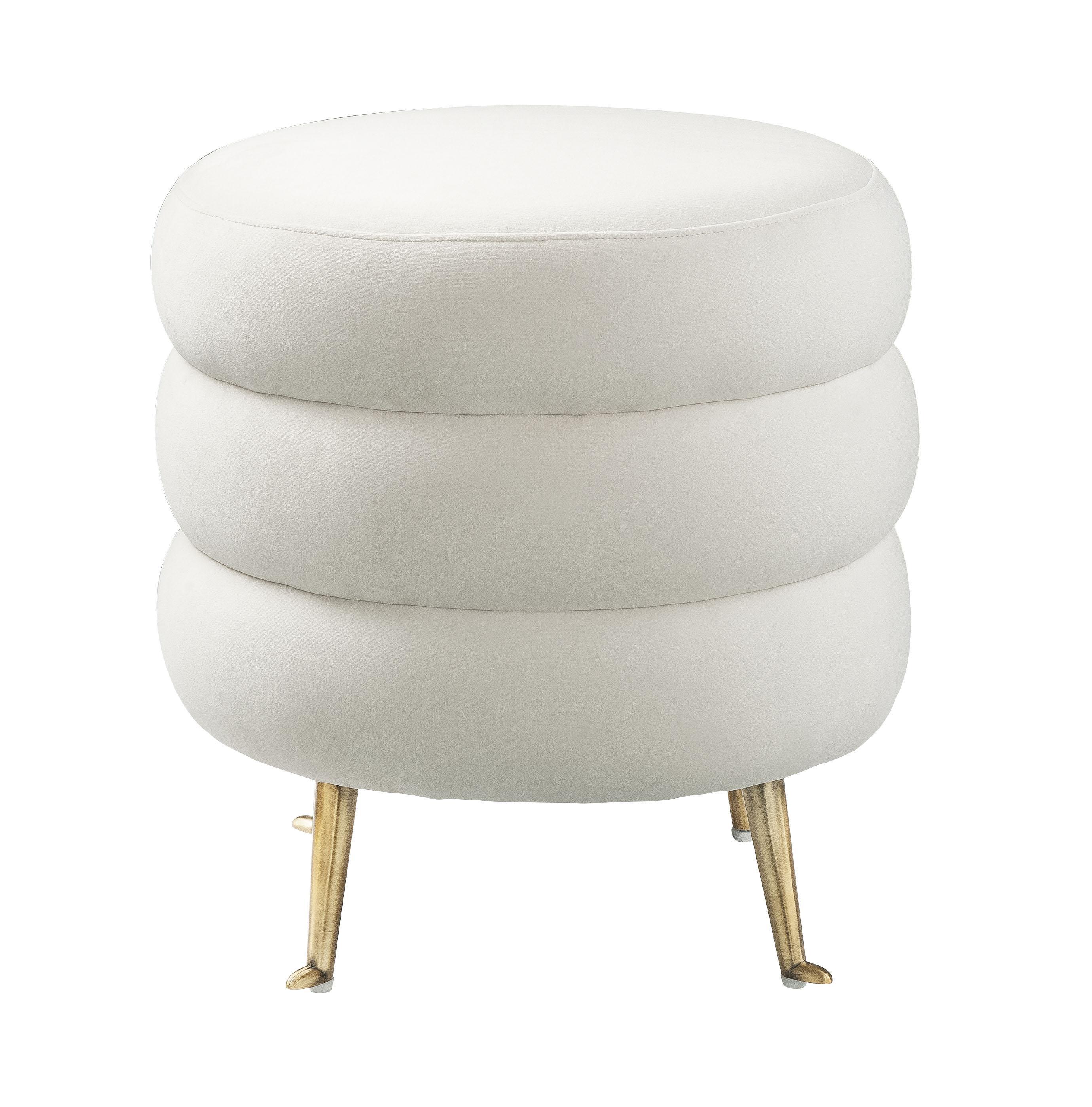 Ladder Cream Velvet Ottoman - Frankwebs