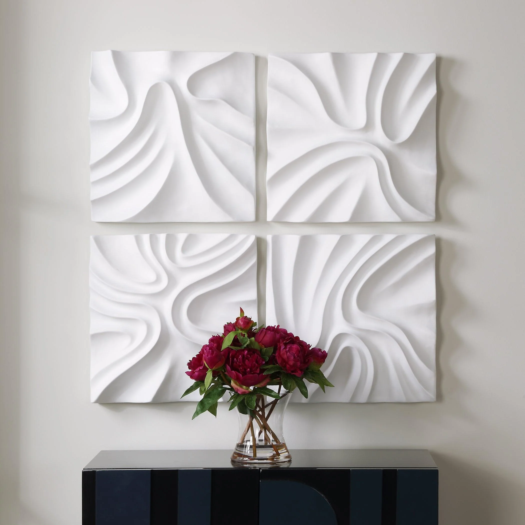 Snowdrift Scultped White Wall Decor, S/4 - Frankwebs