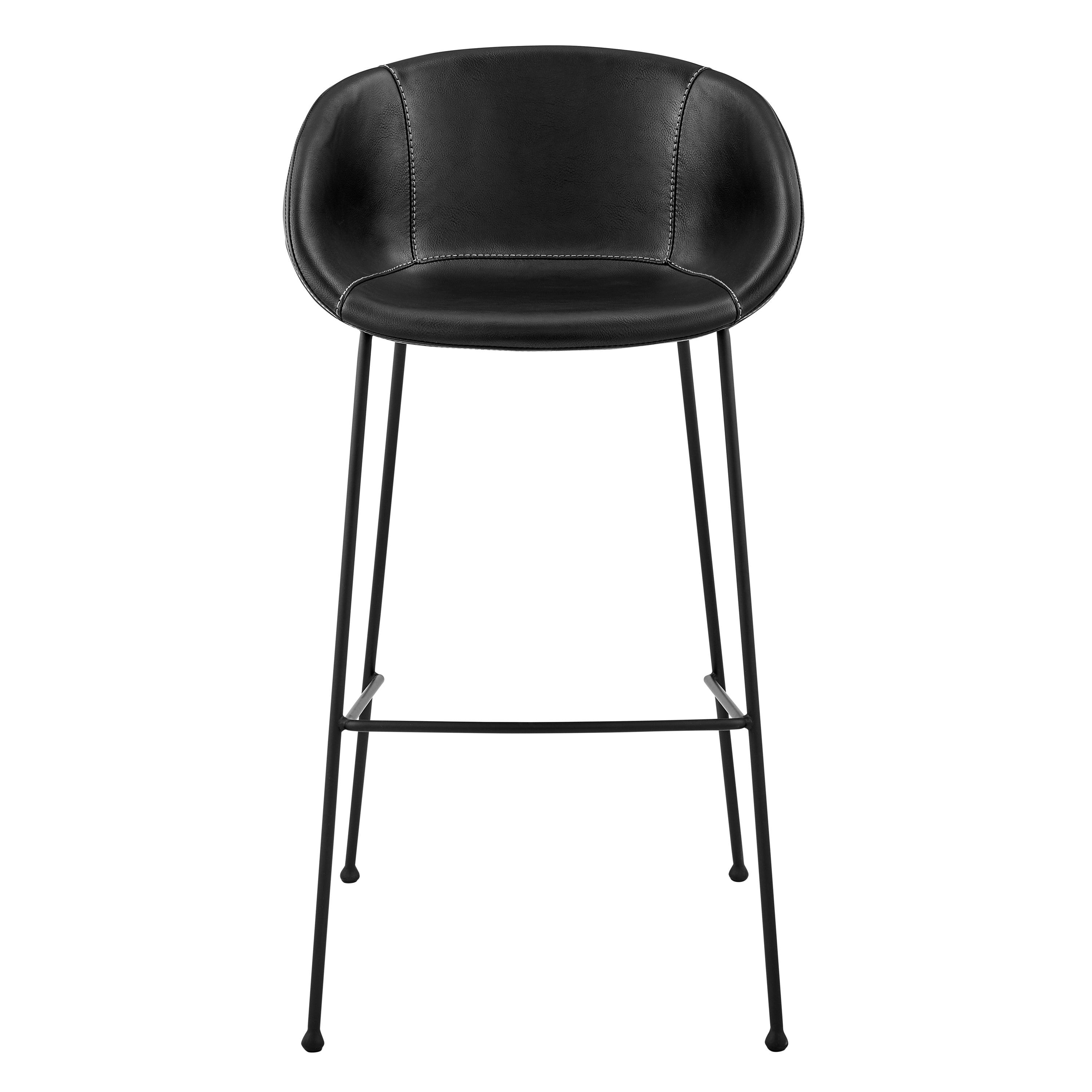 Zach-B Bar Stool with Leatherette and Matte Powder Coated Steel Frame and Legs - Set of 2 - Frankwebs
