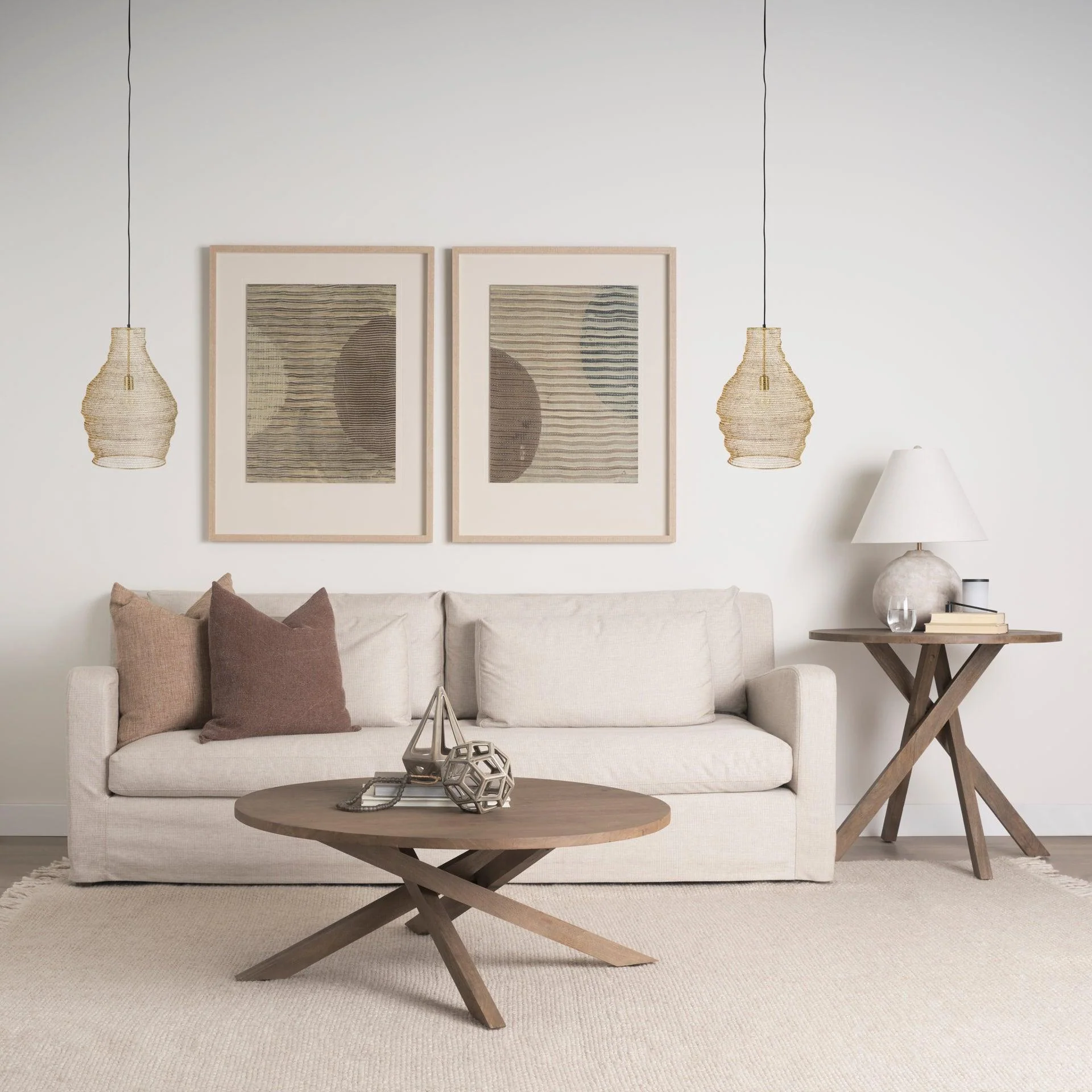 Halycon 16.0L x 16.0W x 20.0H Gold Mesh and Iron Pendant Light - Frankwebs