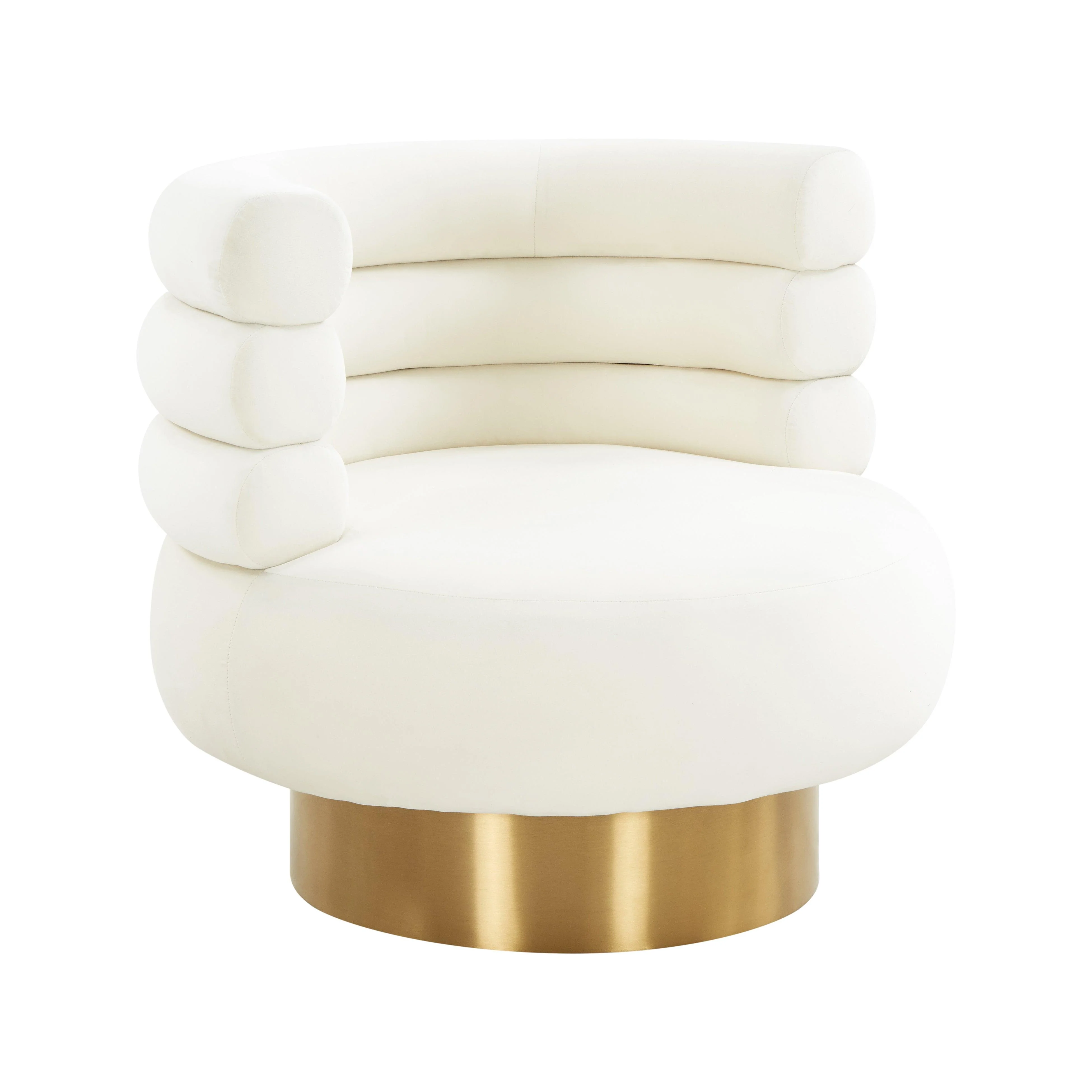 Naomi Cream Velvet Swivel Chair - Frankwebs