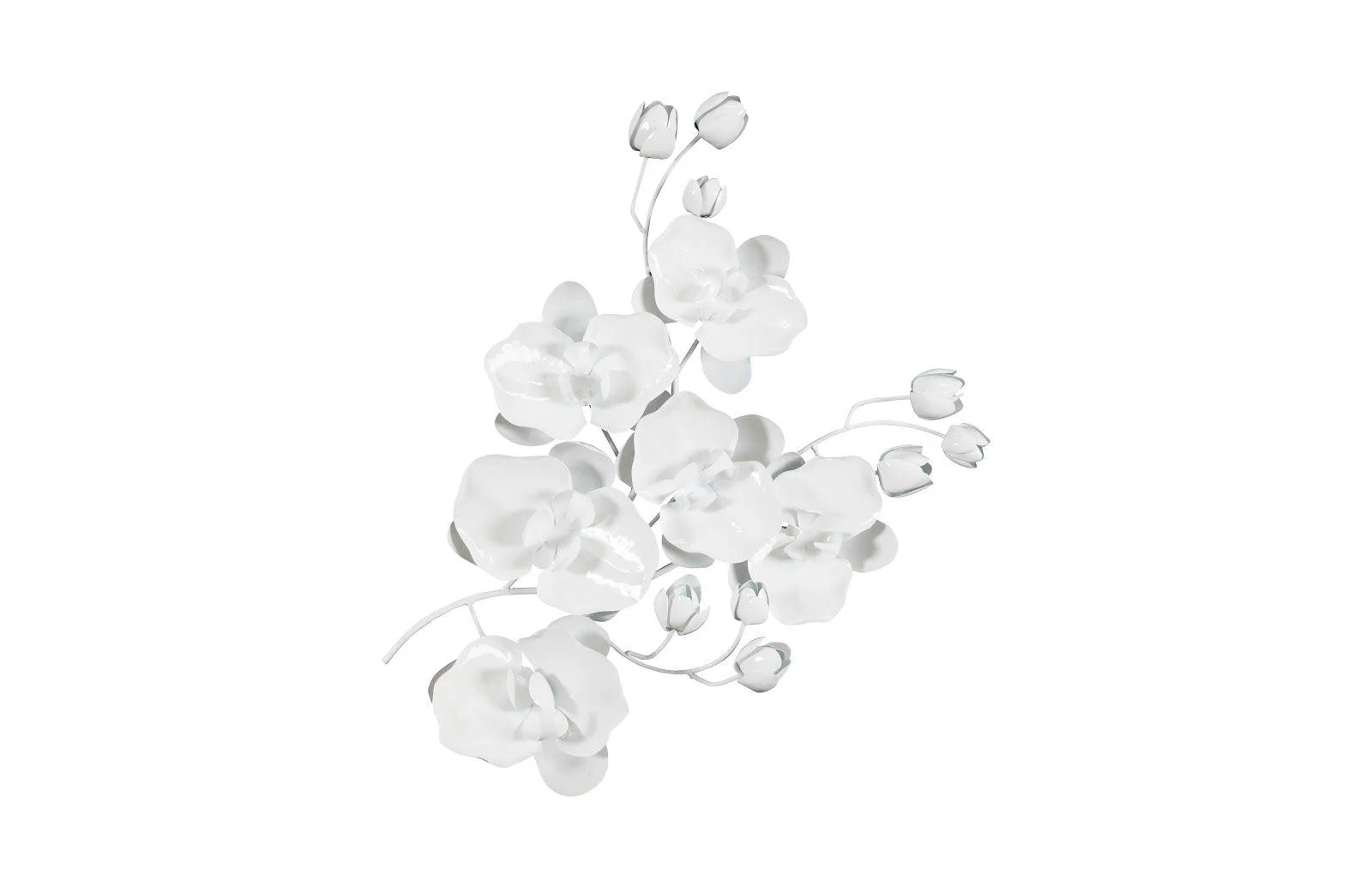 Orchid Sprig Wall Art, Medium, Metal, White - Frankwebs