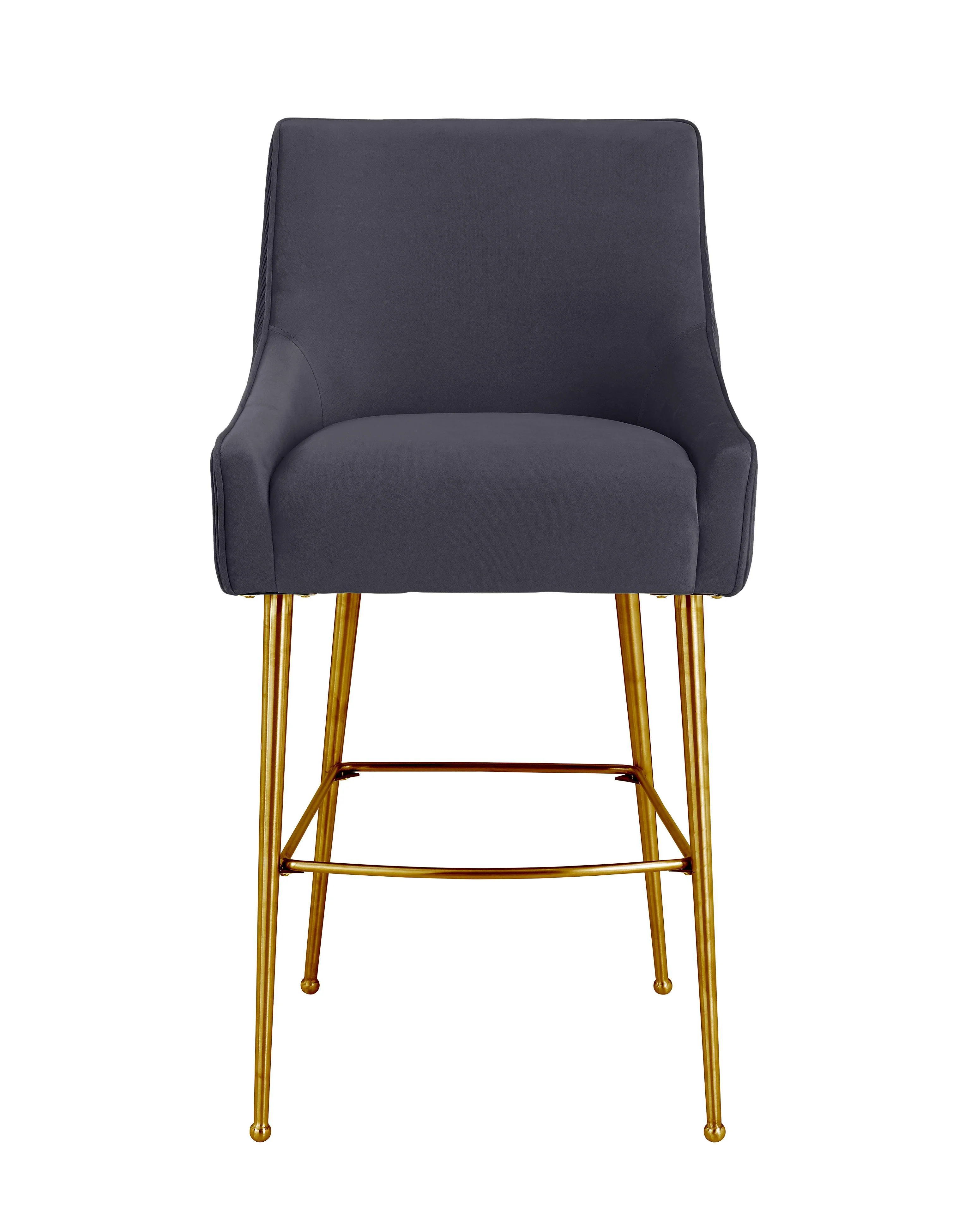 Beatrix Pleated Dark Grey Velvet Counter Stool - Frankwebs