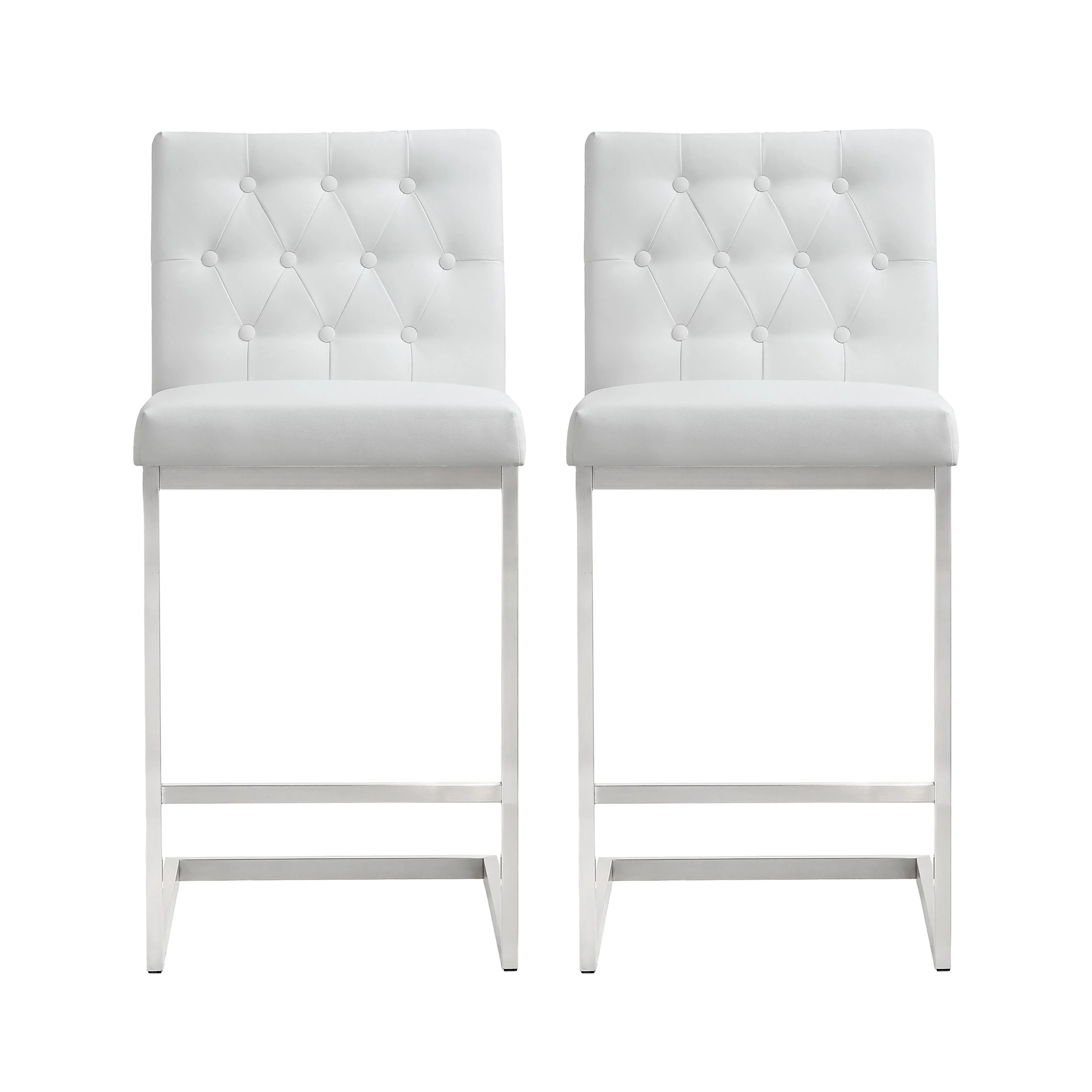 Helsinki White Stainless Steel Counter Stool - Set of 2 - Frankwebs