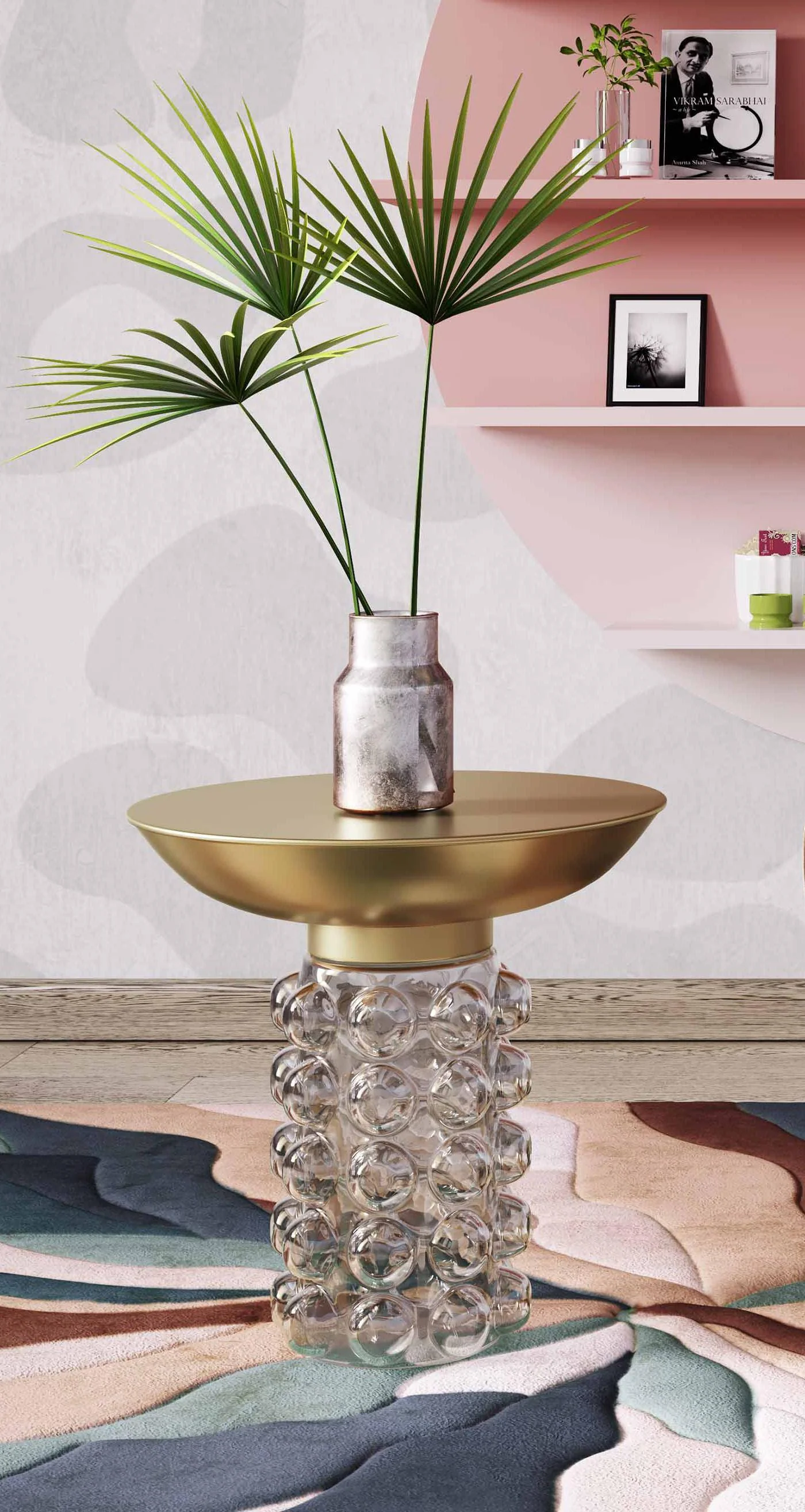 Bubble Glass/Brass Side Table - Frankwebs
