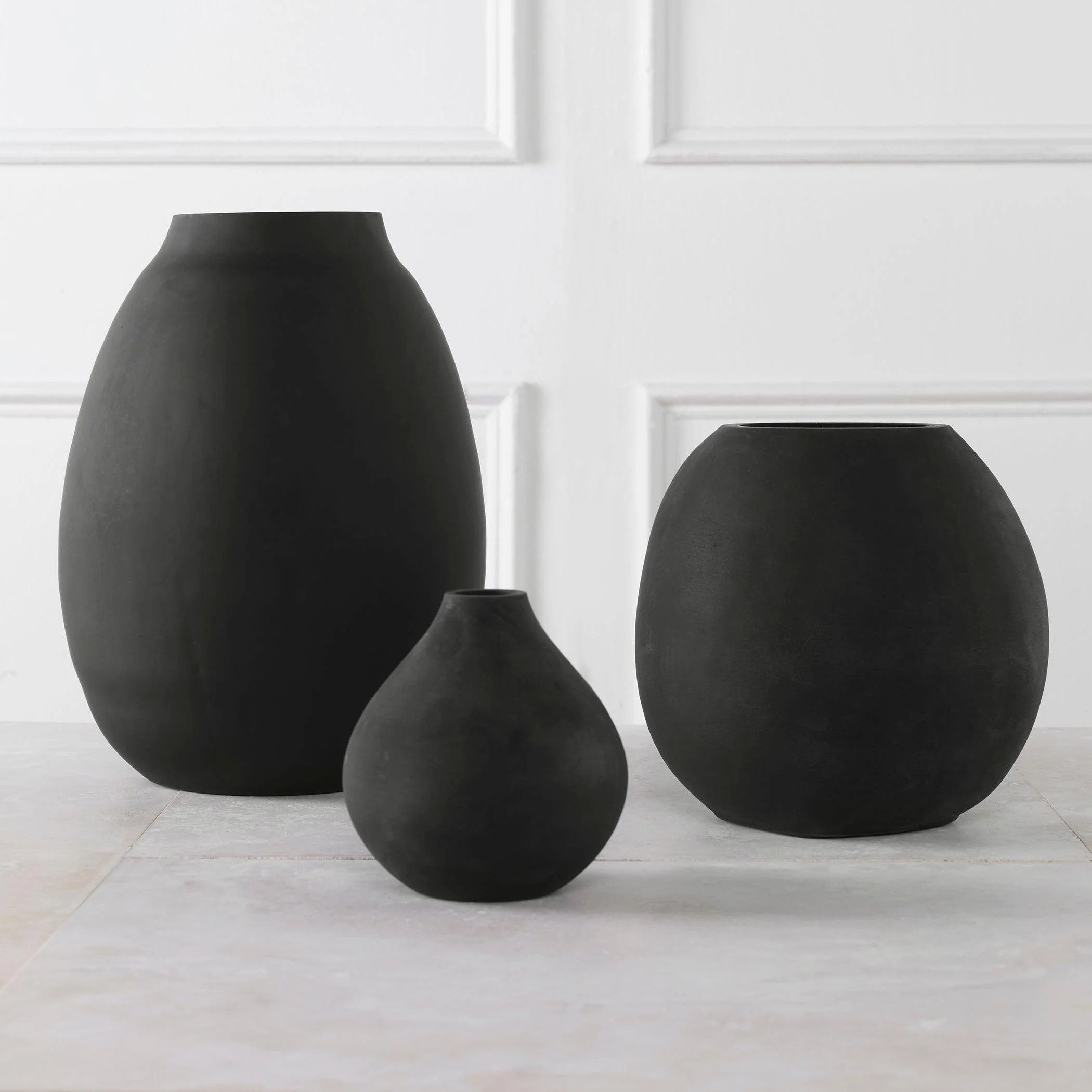 Hearth Matte Black Vases, Set/3 - Frankwebs