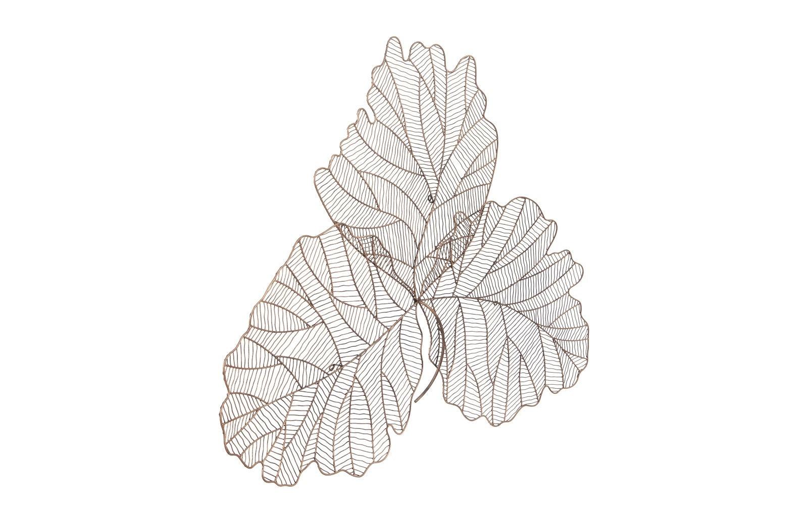 Tri Leaf Wall Art, Large, Metal, Copper/Black - Frankwebs