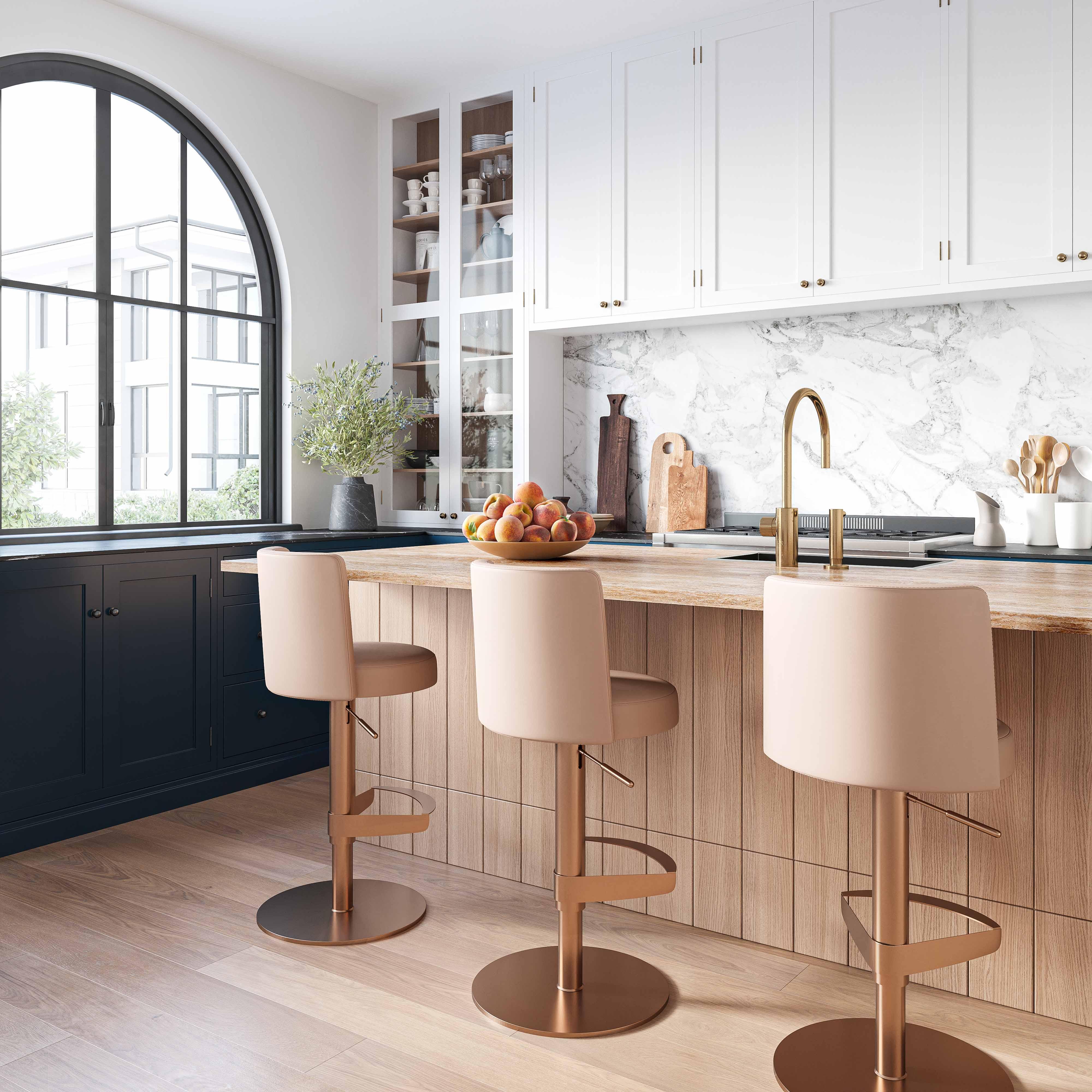 Loosha Cafe Au Lait and Rose Gold Adjustable Stool - Frankwebs