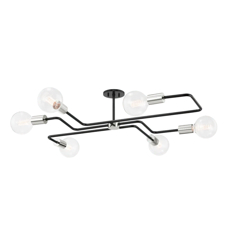 JENA 6 LIGHT SEMI FLUSH MOUNT POLISHED NICKEL SMALL - Frankwebs