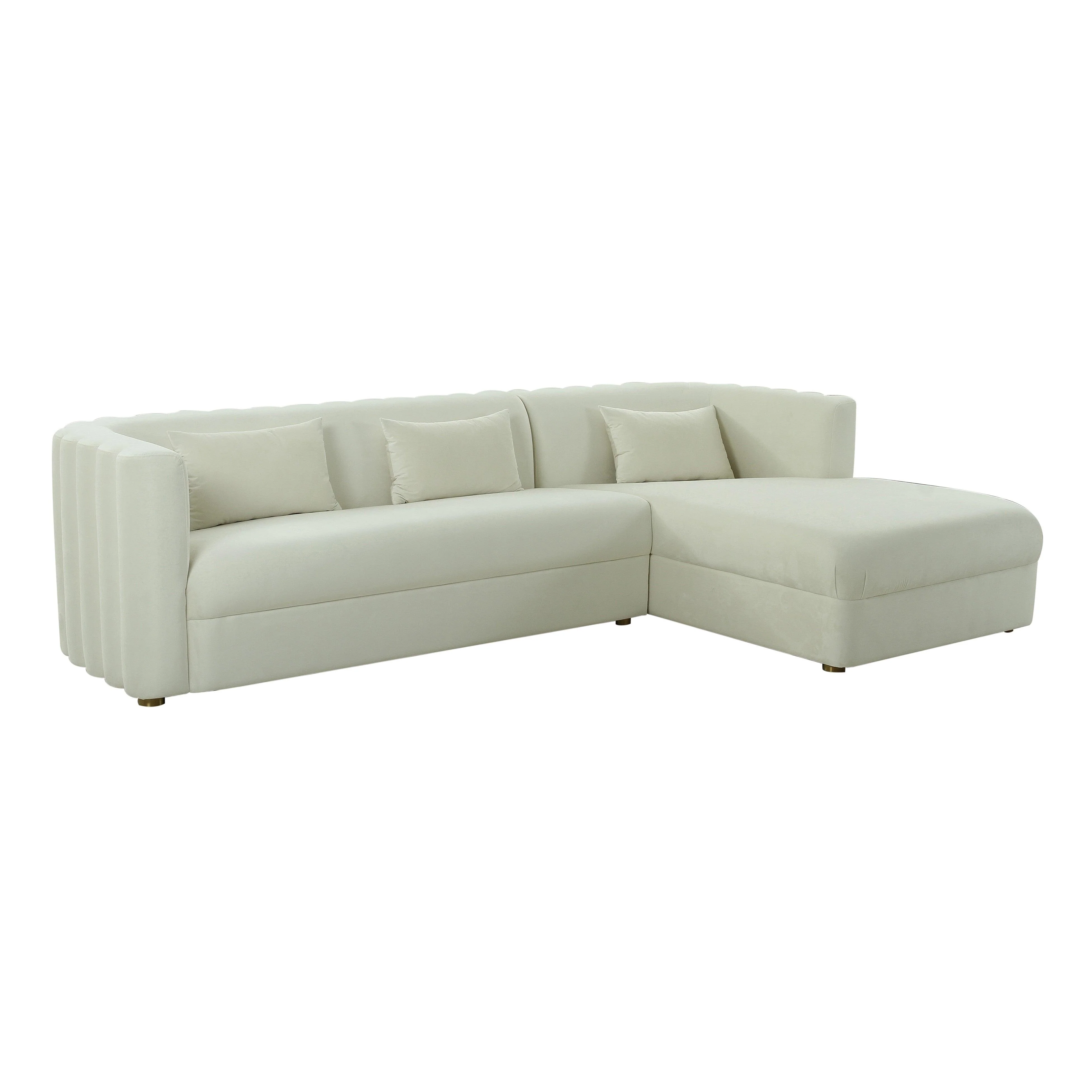 Callie Cream Velvet Sectional - RAF - Frankwebs