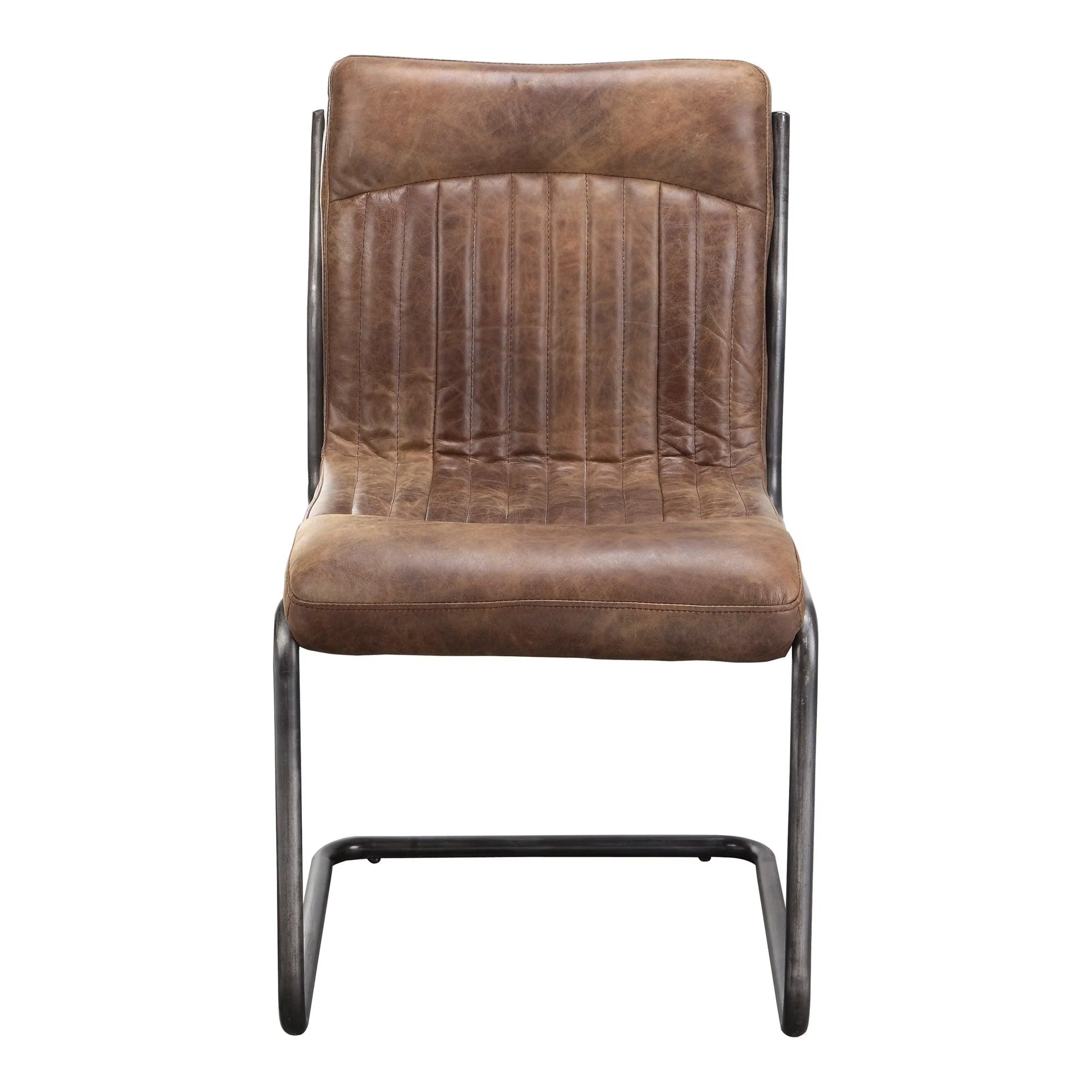 Ansel Dining Chair Grazed Brown Leather - Set Of Two - Frankwebs