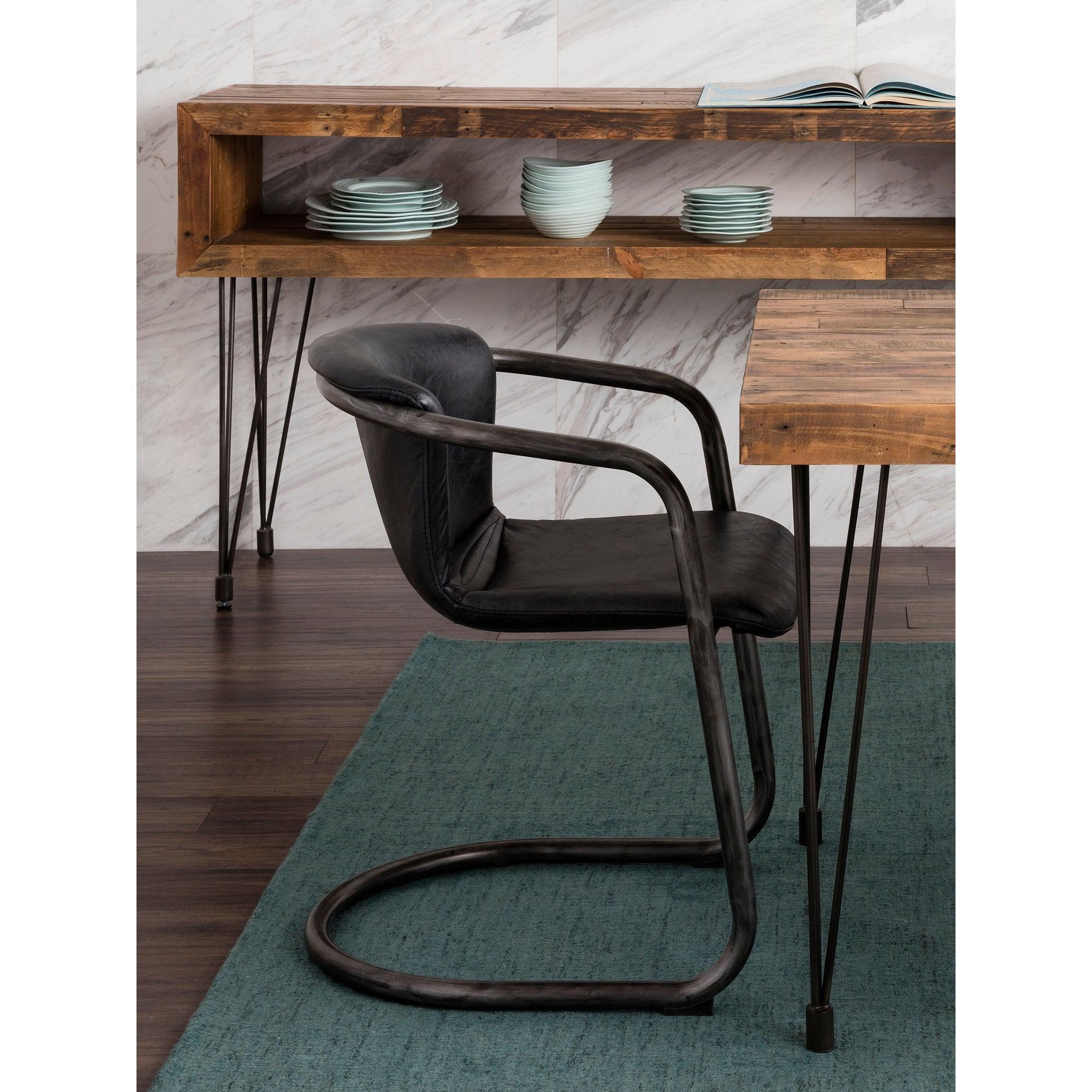 Freeman Dining Chair Onyx Black Leather  - Set Of Two - Frankwebs