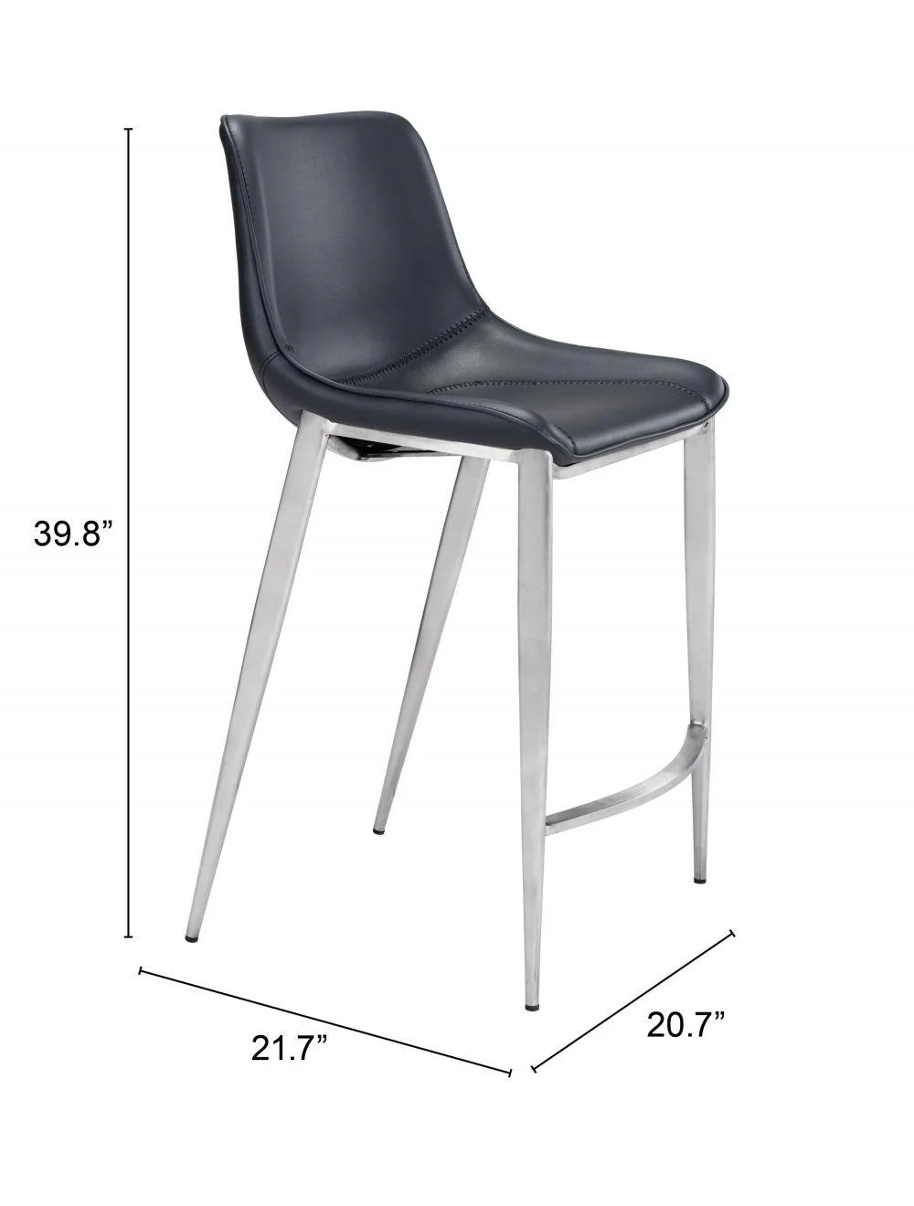 Magnus Counter Chair (Set of 2) Black & Silver - Frankwebs