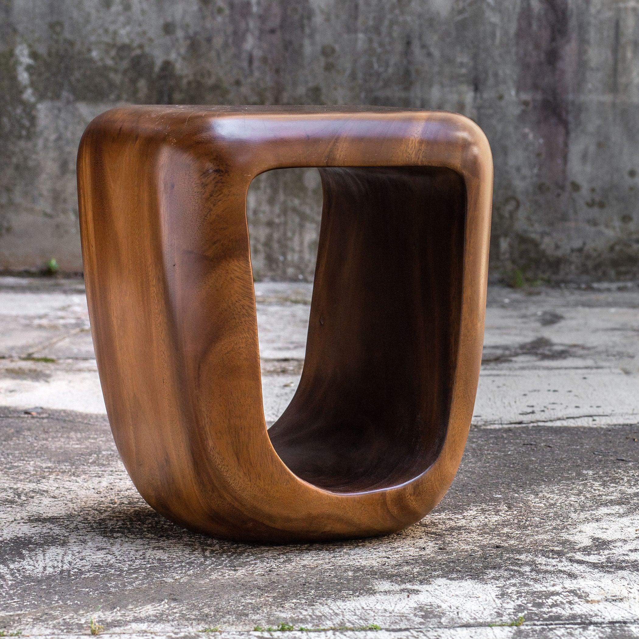 LOOPHOLE WOODEN ACCENT STOOL - Frankwebs