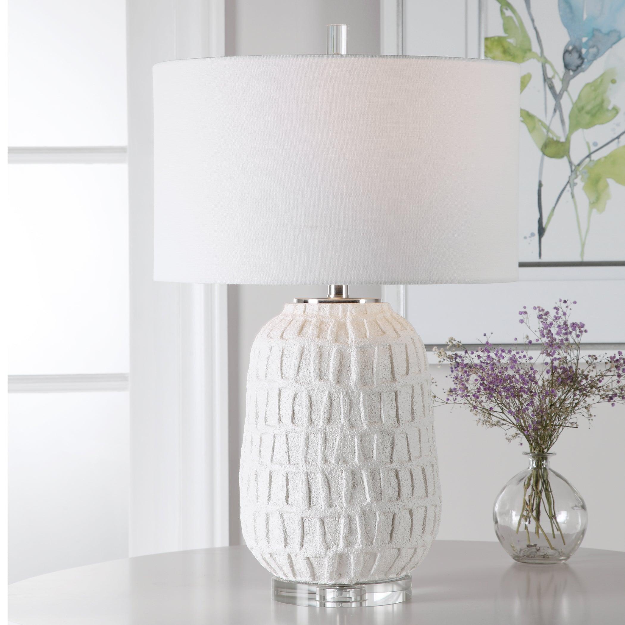 CAELINA TEXTURED WHITE TABLE LAMP - Frankwebs
