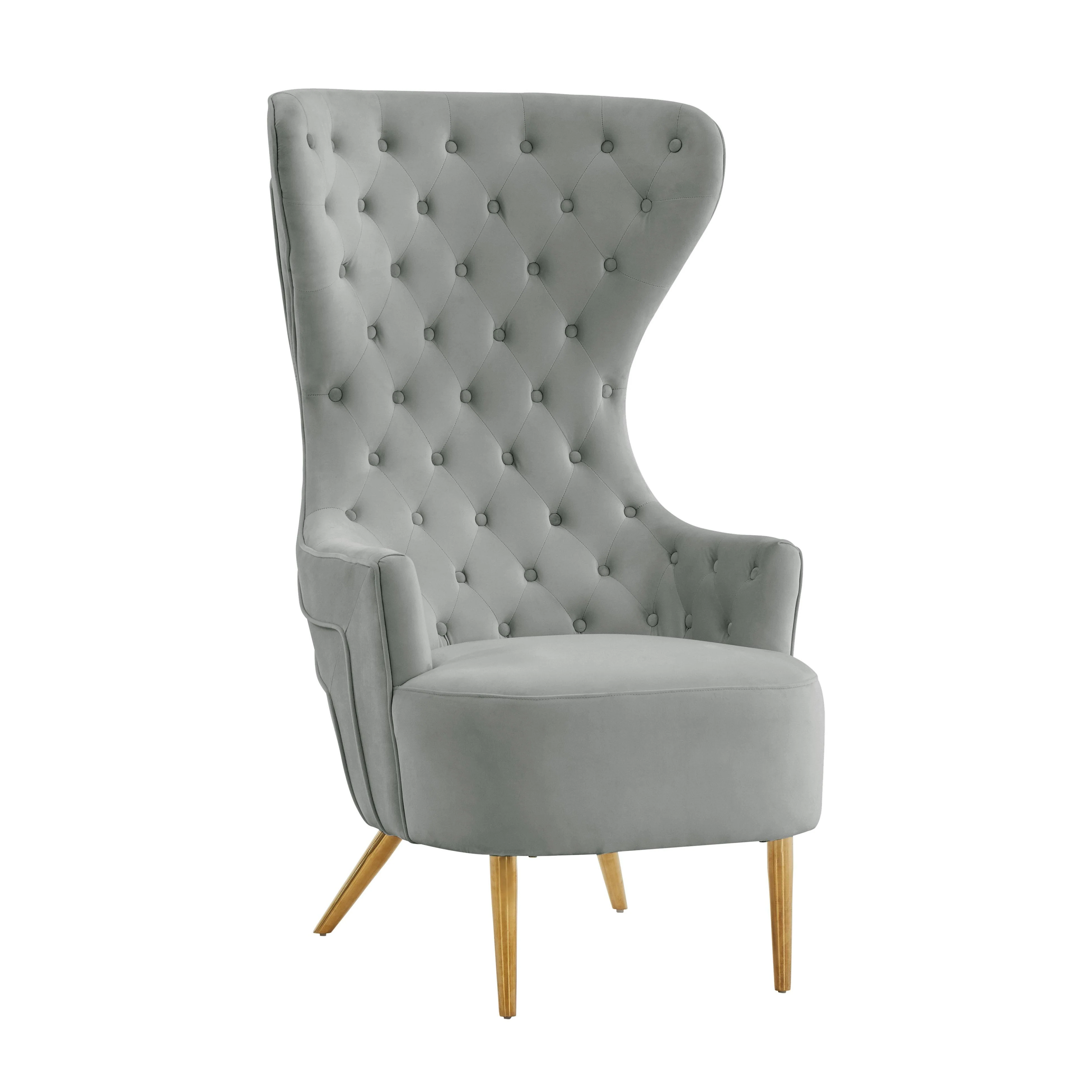 Jezebel Grey Velvet Wingback Chair - Frankwebs