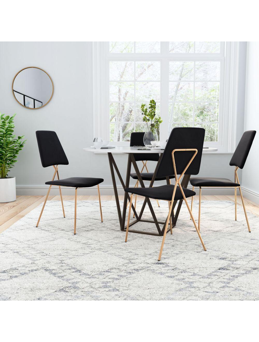 Chloe Dining Chair (Set of 2) Black & Gold - Frankwebs