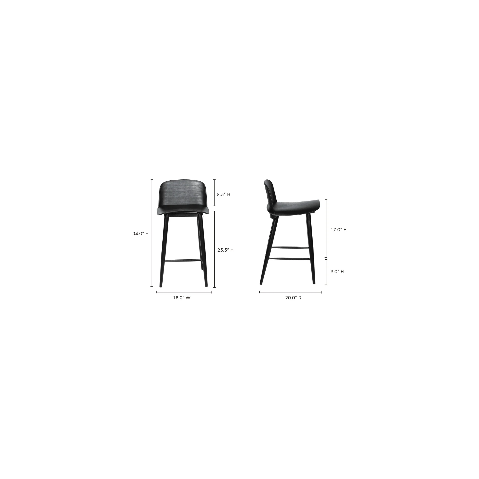 Looey Counter Stool Black - Set Of Two - Frankwebs