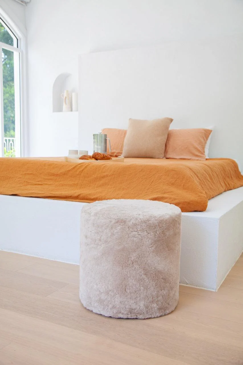 Tall Shearling Round Ottoman - Frankwebs