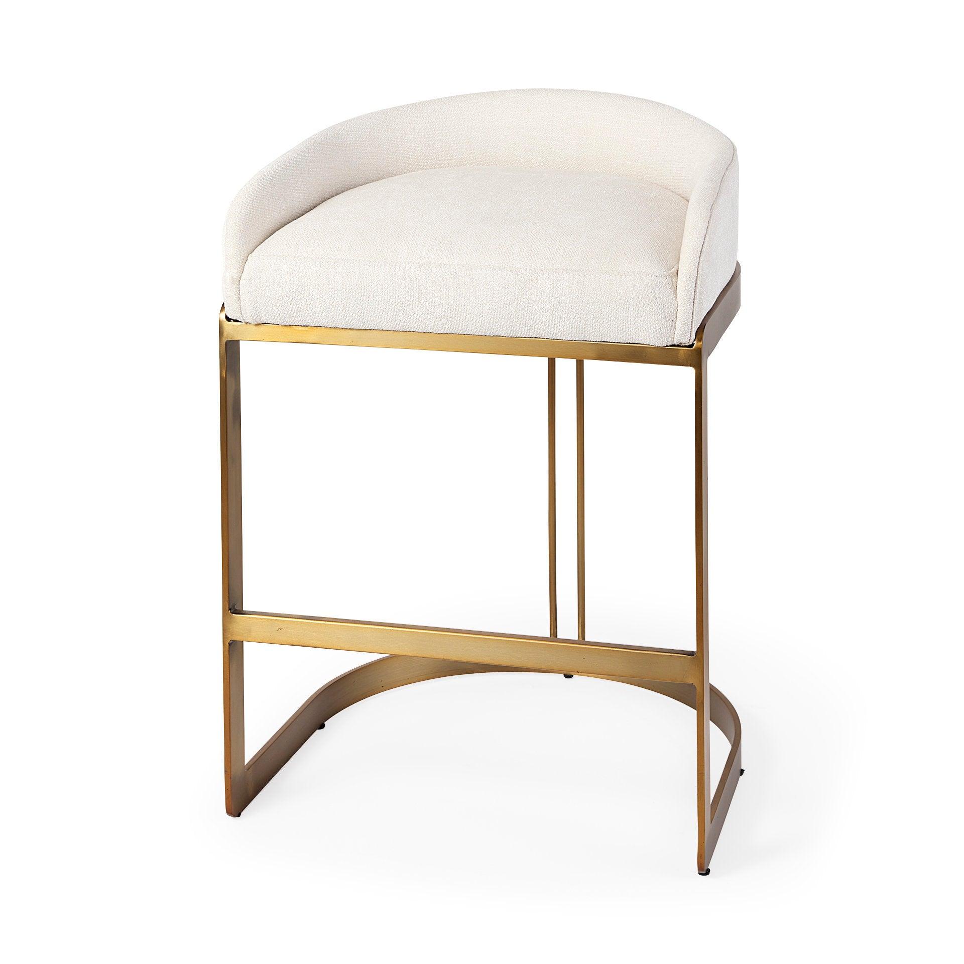 Hollyfield II Cream Fabric Seat W/ Gold Metal Base Counter Stool - Frankwebs