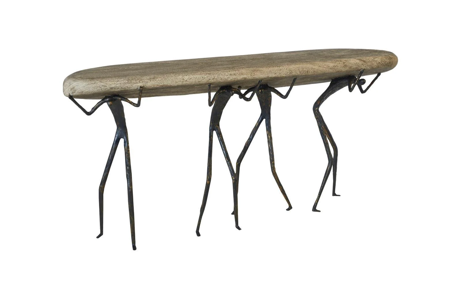 Atlas Console Table, Gray Stone Finish, Metal - Frankwebs