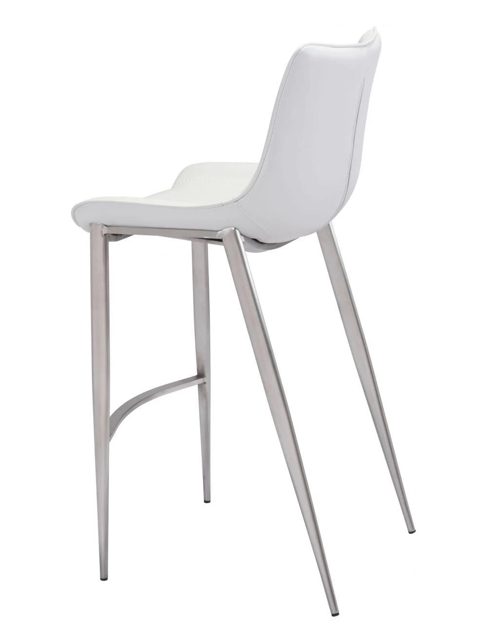 Magnus Bar Chair (Set of 2) White & Silver - Frankwebs