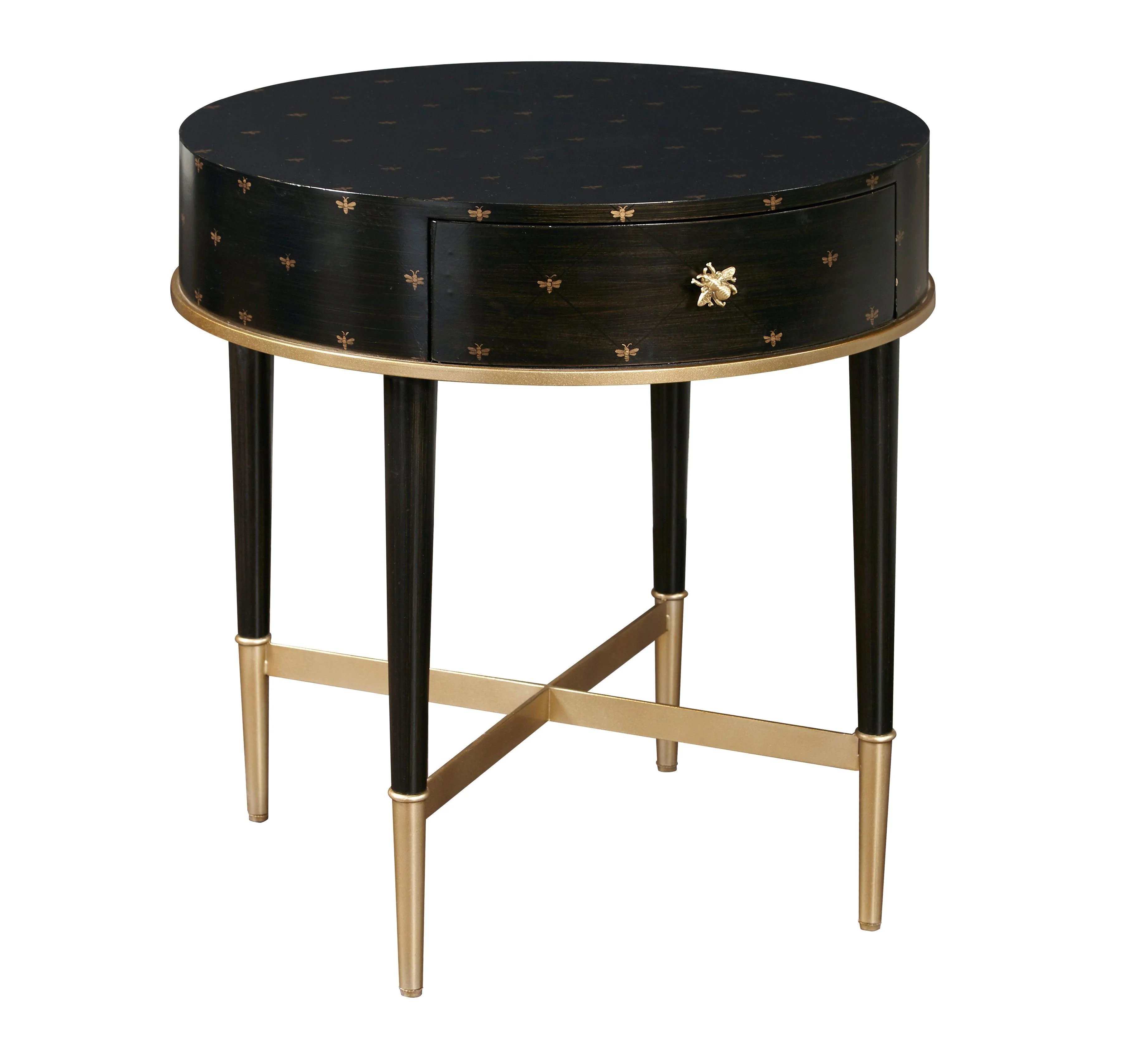 Soft Black Round Accent Table with Storage - Frankwebs