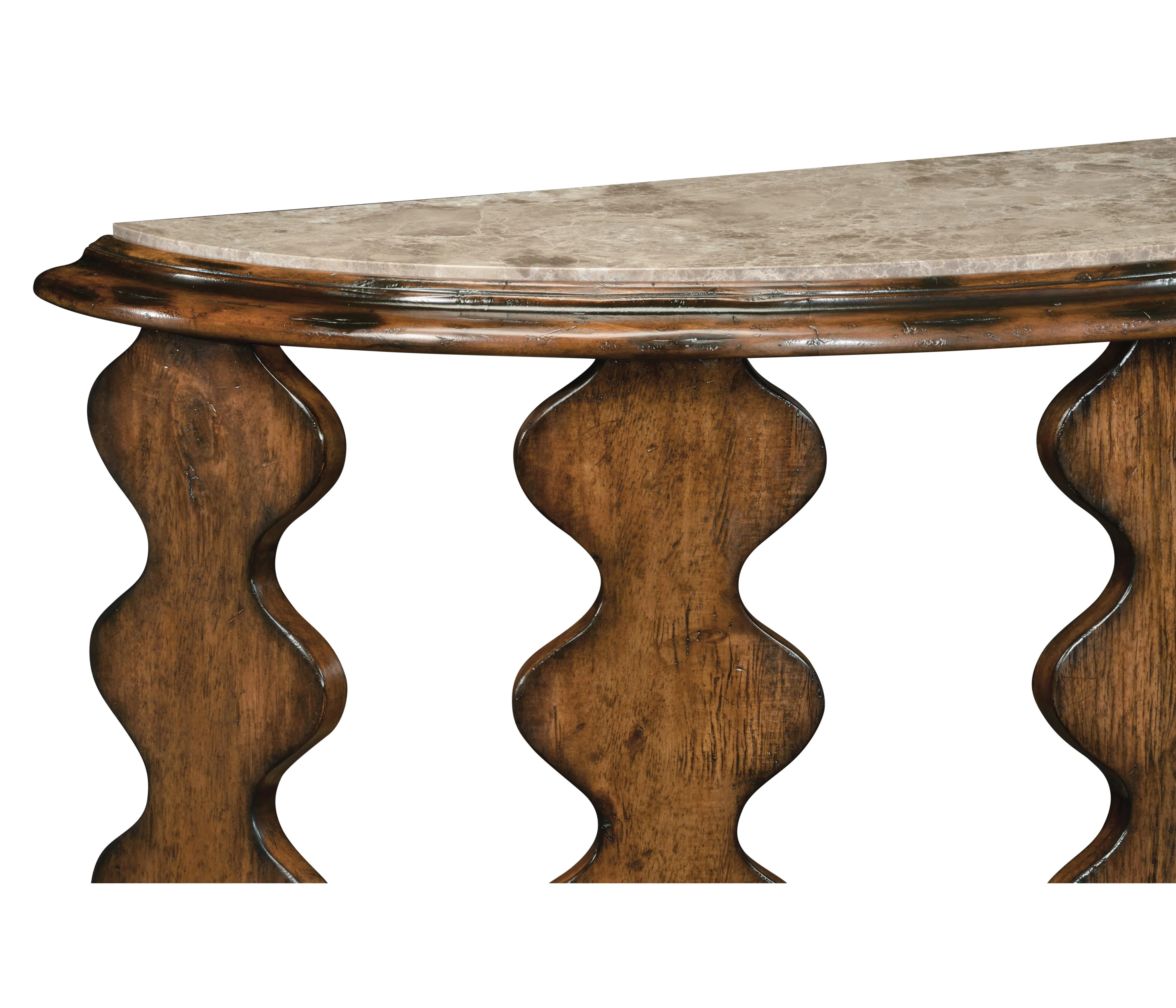 Demilune Console Table in Rustic Walnut - Frankwebs