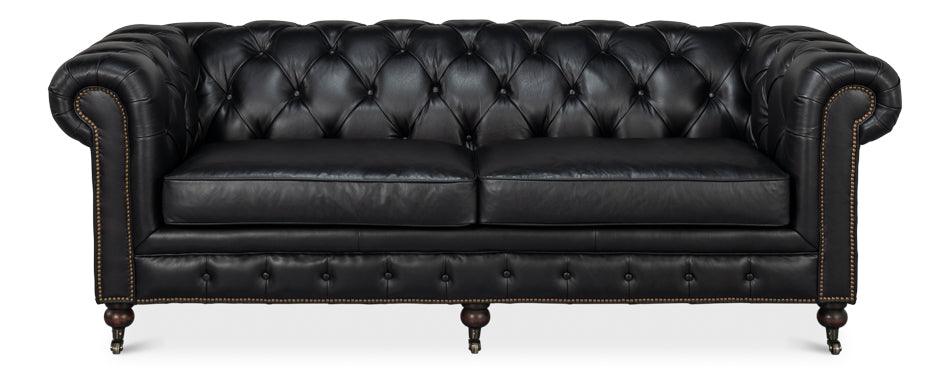 Castered Chesterfield Sofa Onyx Black - Frankwebs