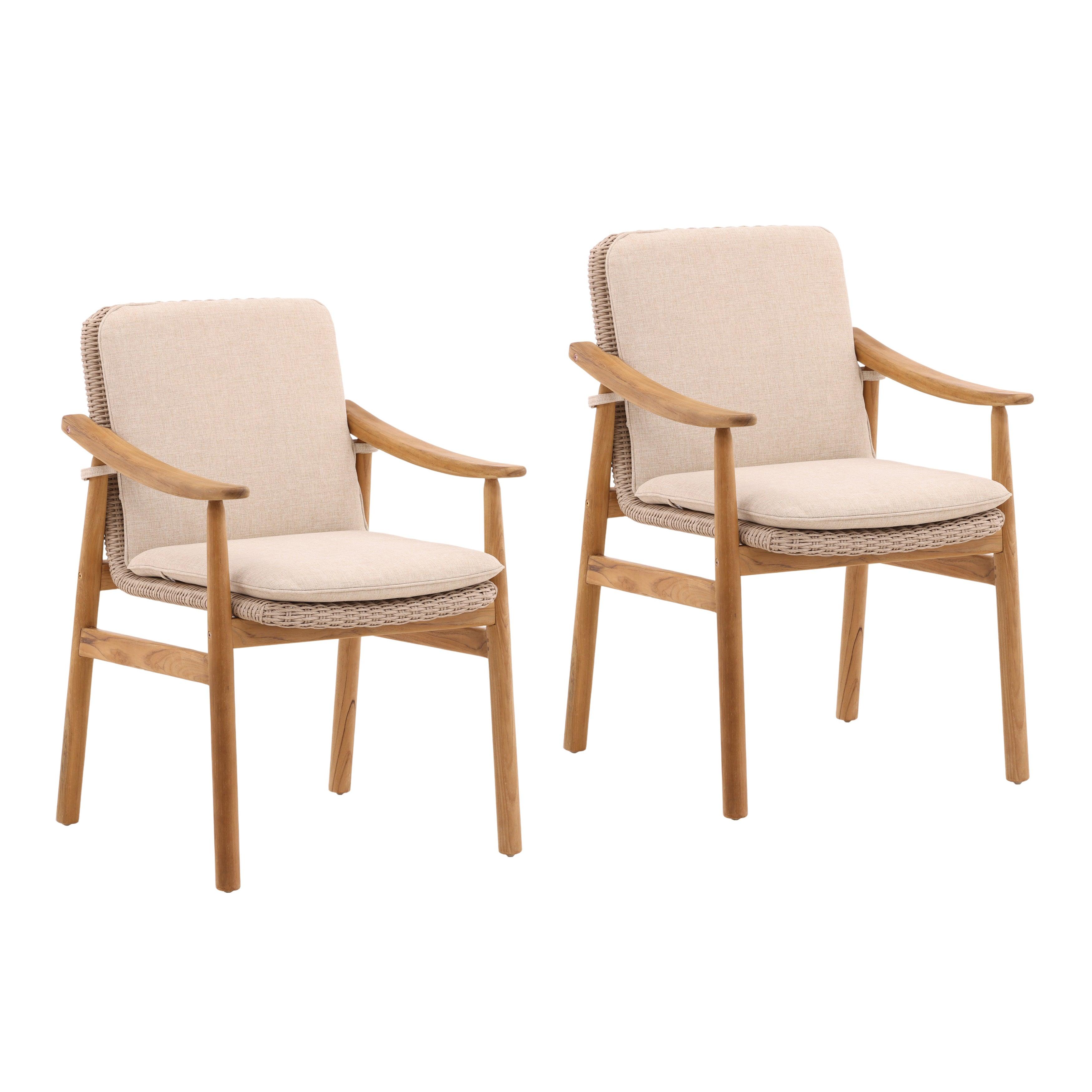 Wesley Outdoor Dining Chair Set of 2 Beige - Frankwebs