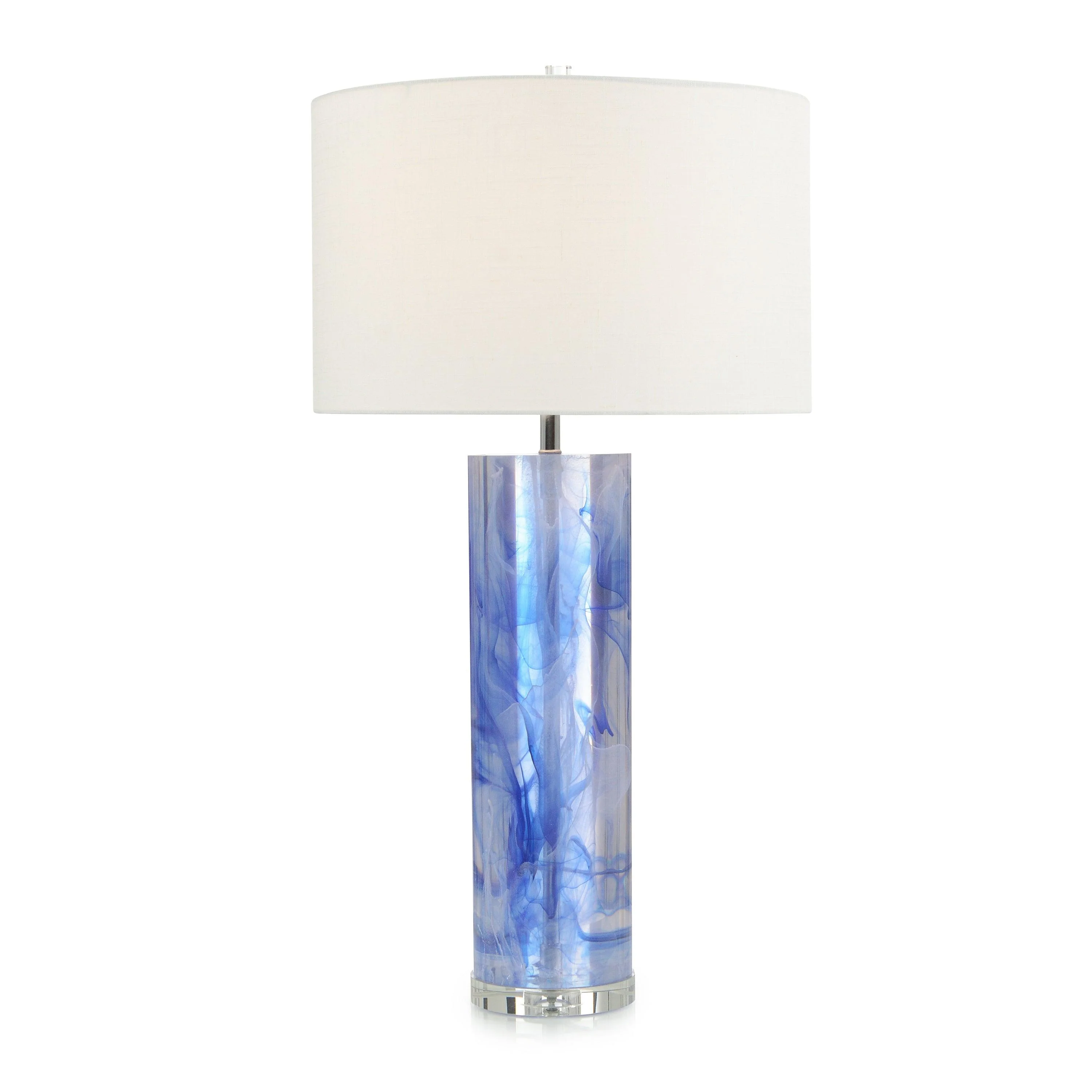 Cylinder Blue and Clear Resin Table Lamp - Frankwebs