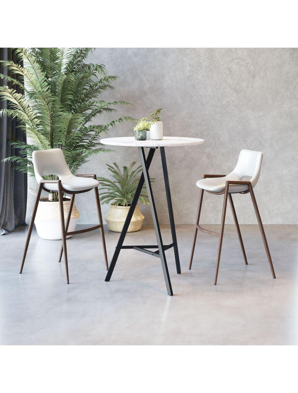 Desi Bar Chair (Set of 2) White & Walnut - Frankwebs