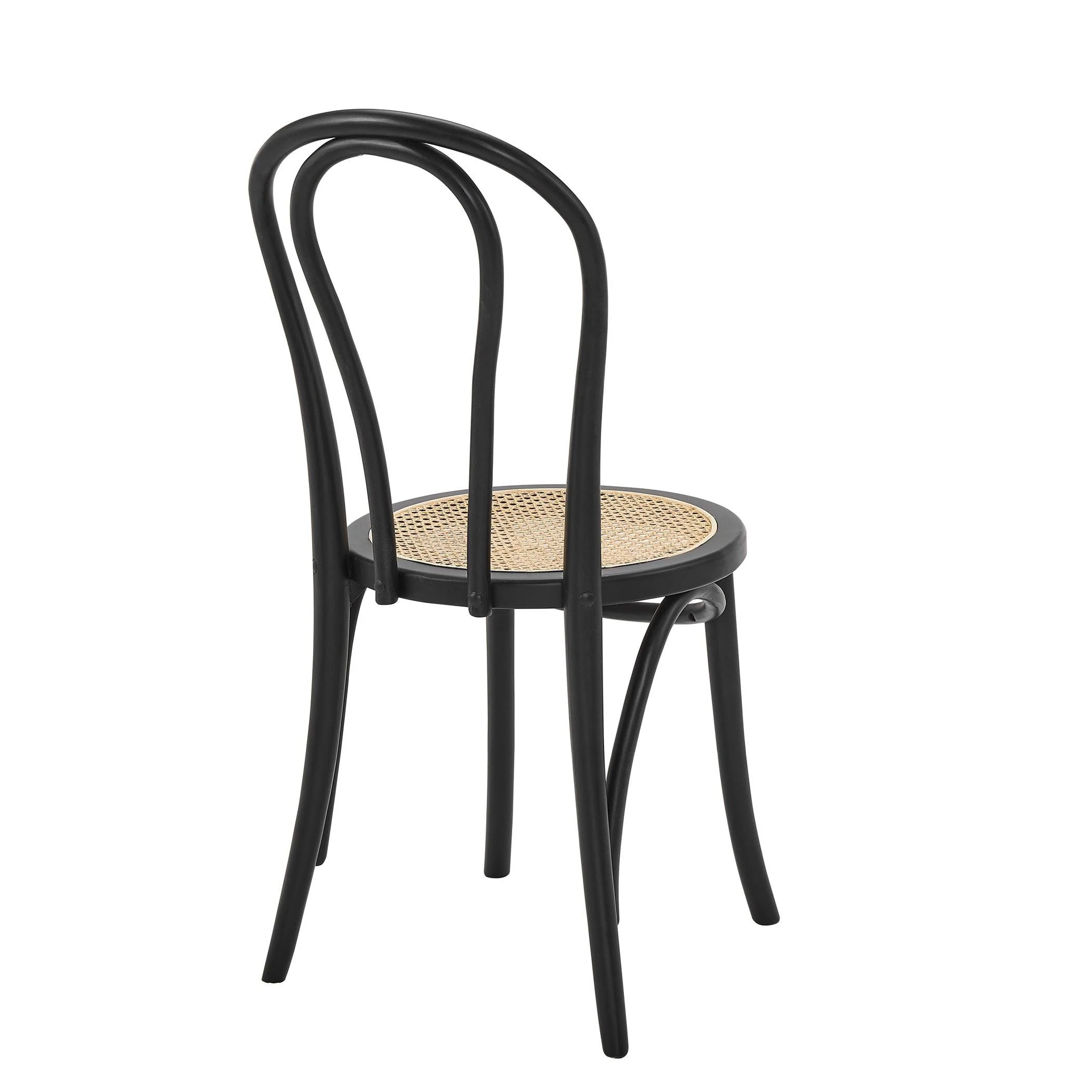 Marko Side Chair in Matte Black with Natural Seat - Frankwebs