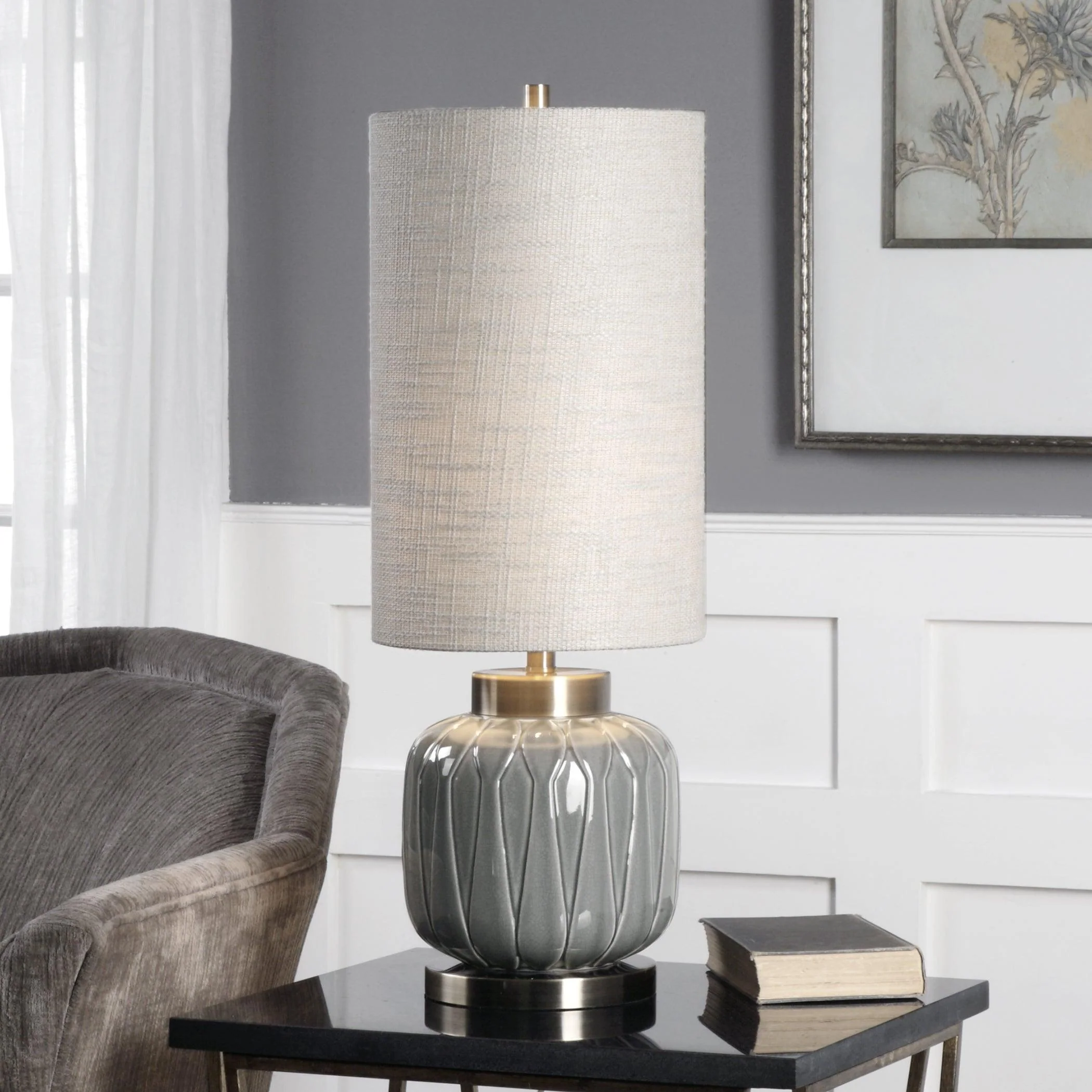 Zahlia Aged Gray Ceramic Lamp - Frankwebs