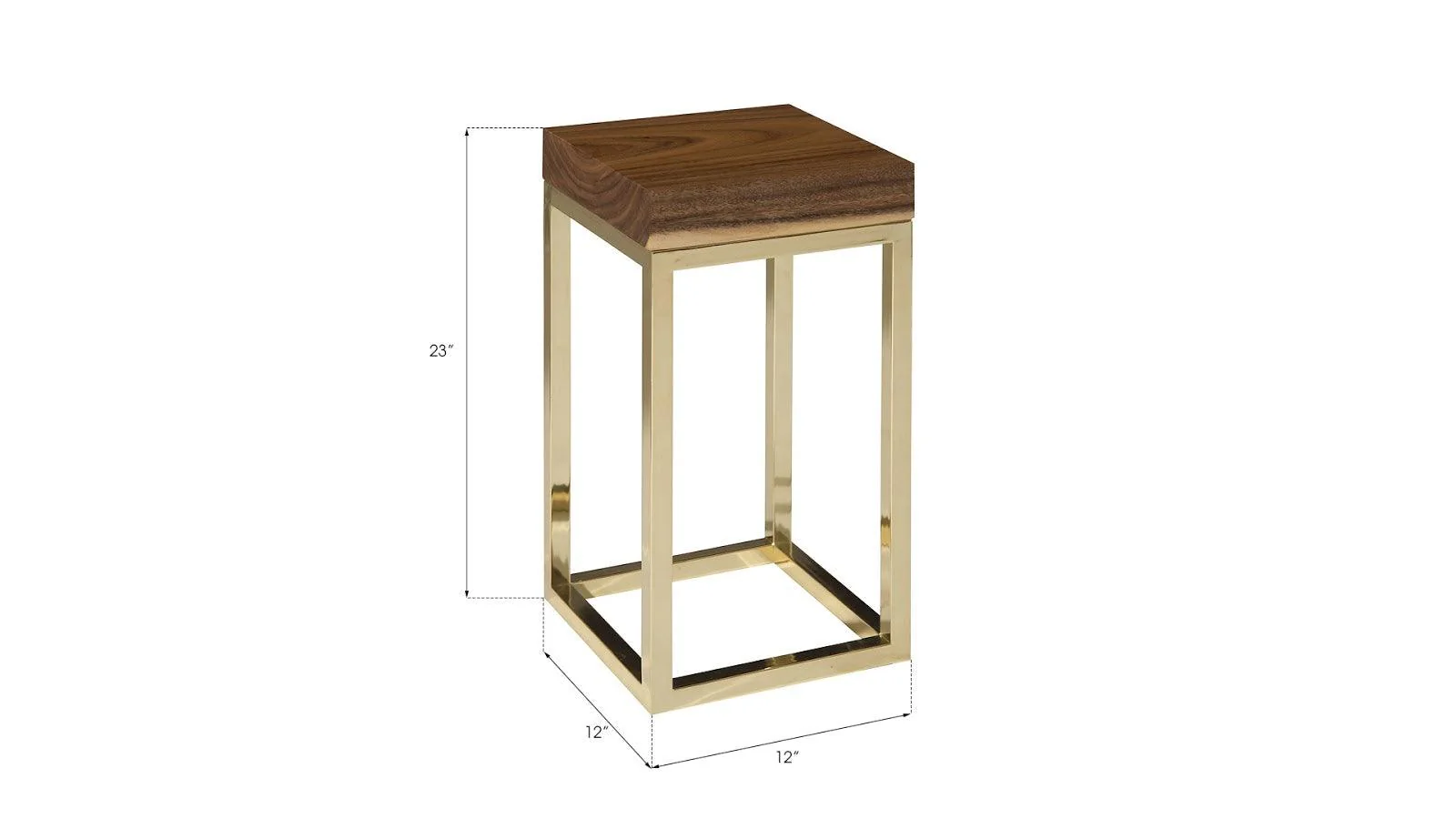 Hayden End Table, Natural, Narrow, Square, Plated Brass Base - Frankwebs