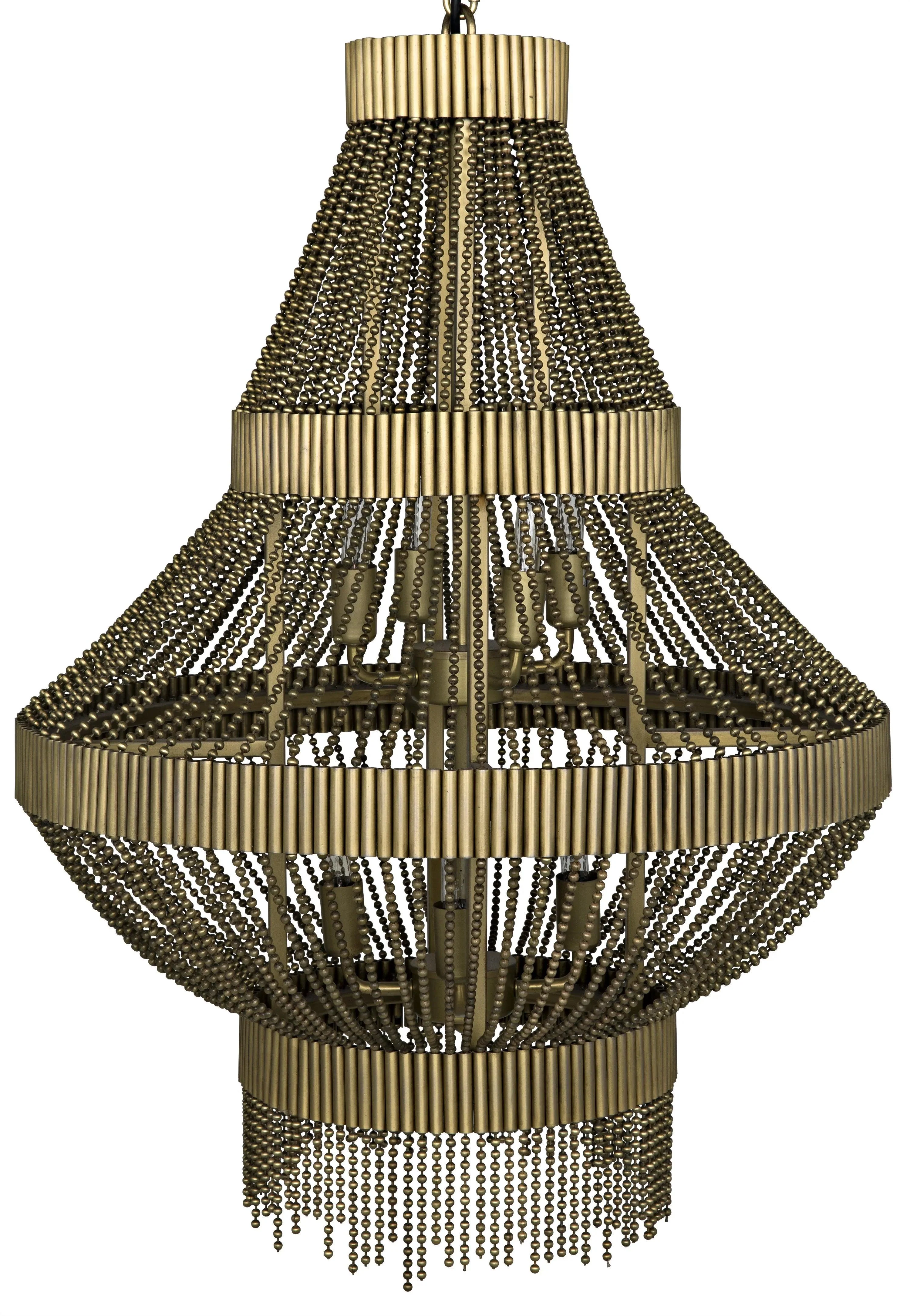 Domo Chandelier, Steel and Metal Beads with Brass Finish - Frankwebs