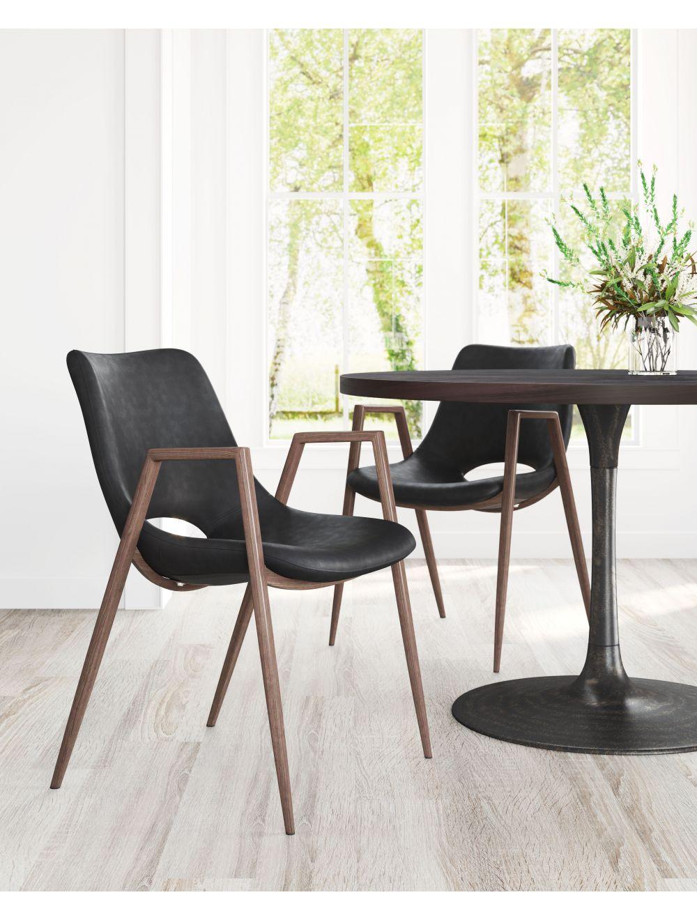 Desi Dining Chair (Set of 2) Black & Walnut - Frankwebs