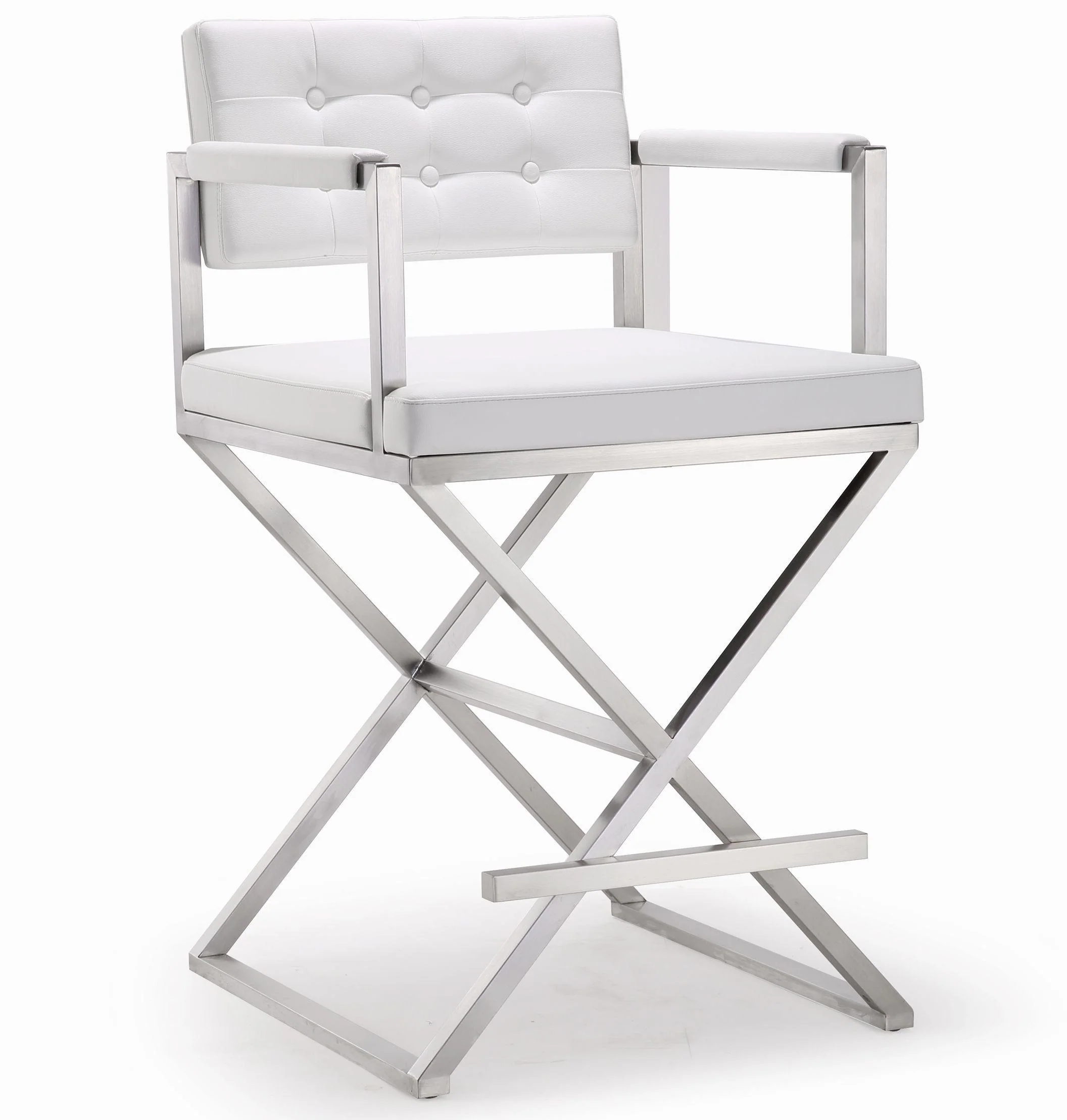 Director White Stainless Steel Counter Stool - Frankwebs