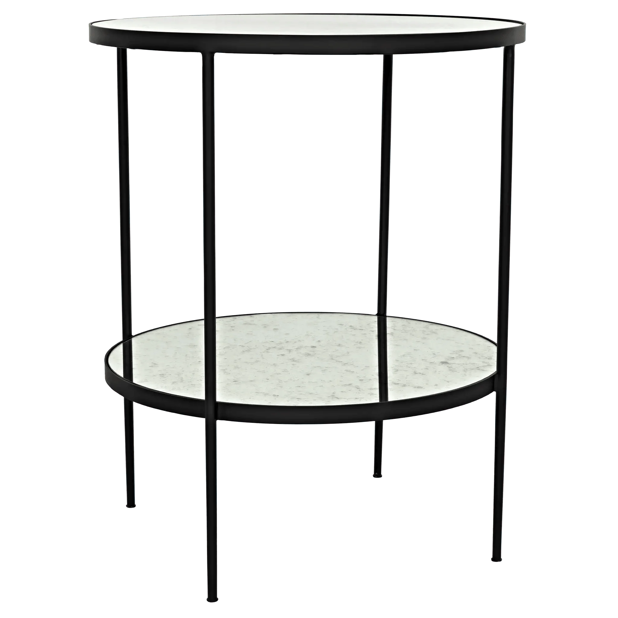 Anna Side Table, Black Steel with Antiqued Mirror - Frankwebs