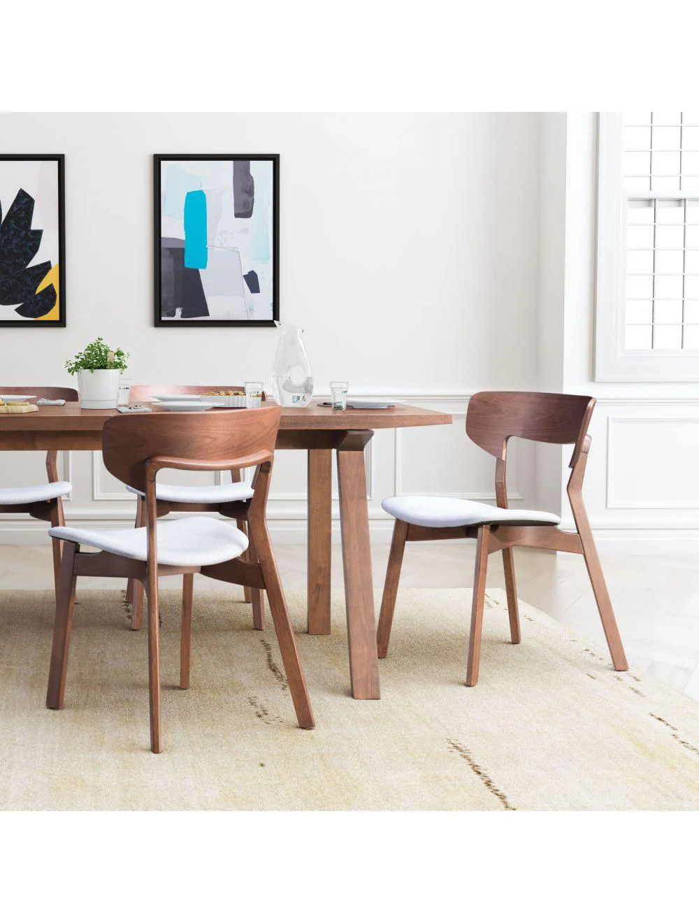 Russell Dining Chair (Set of 2) Walnut & Light Gray - Frankwebs