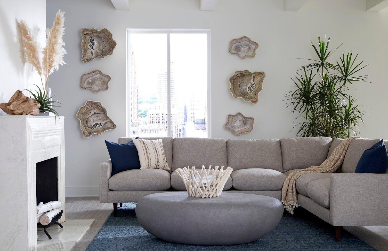 River Stone Coffee Table, Charcoal Stone, Large - Frankwebs