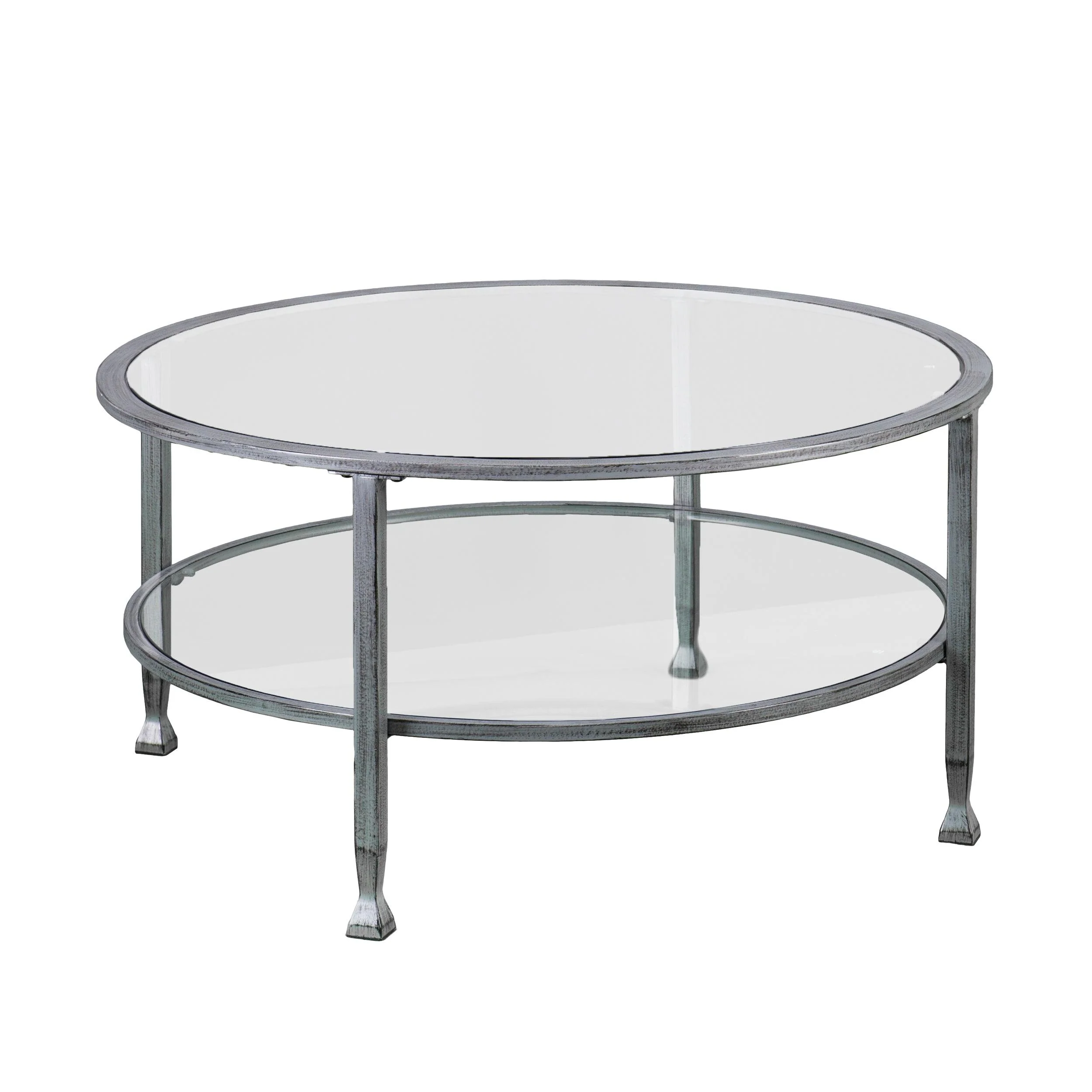 Jaymes Metal/Glass Round Cocktail Table - Silver - Frankwebs